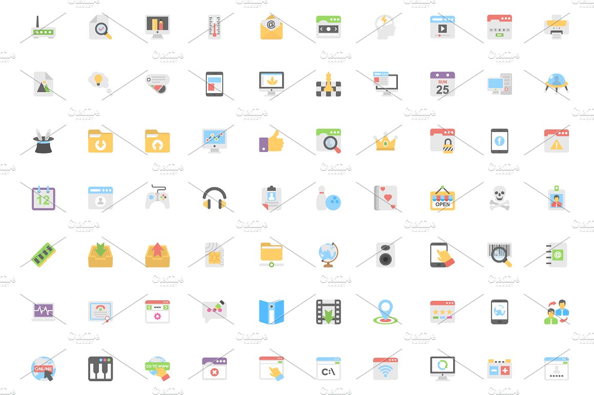 280 Flat Design Icons