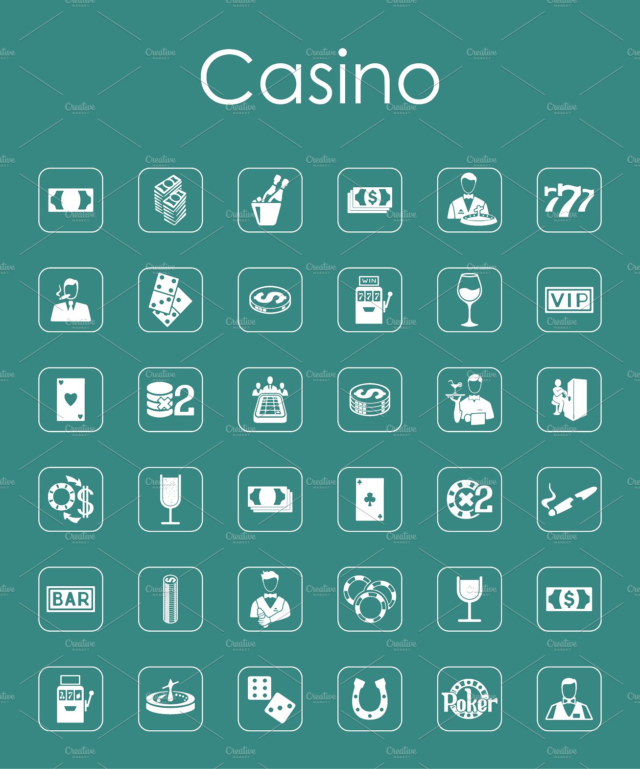 36 casino simple icons