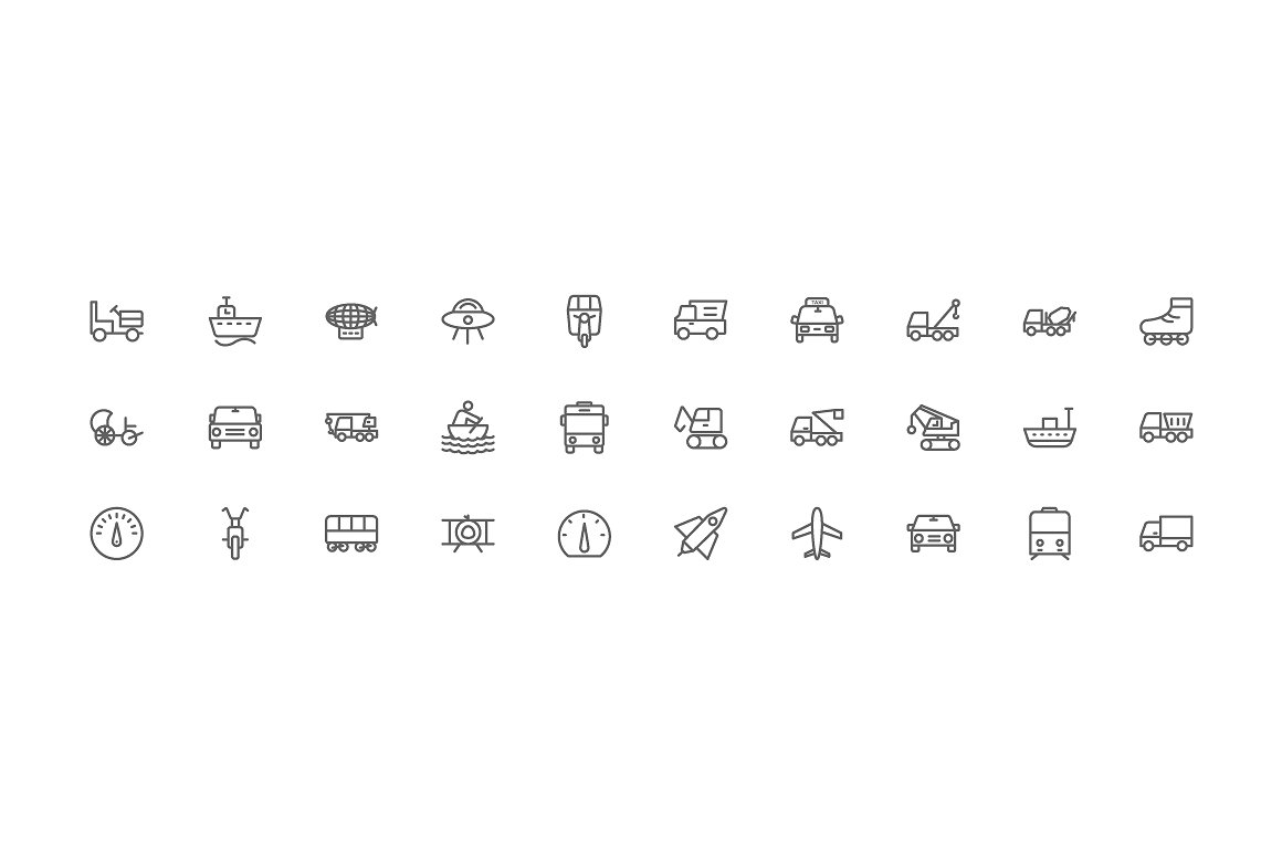 160 Automobile Line Icons