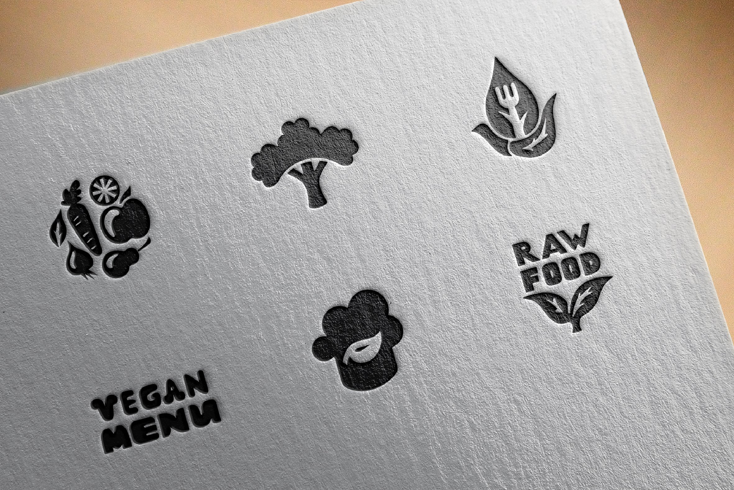 Raw food diet icons