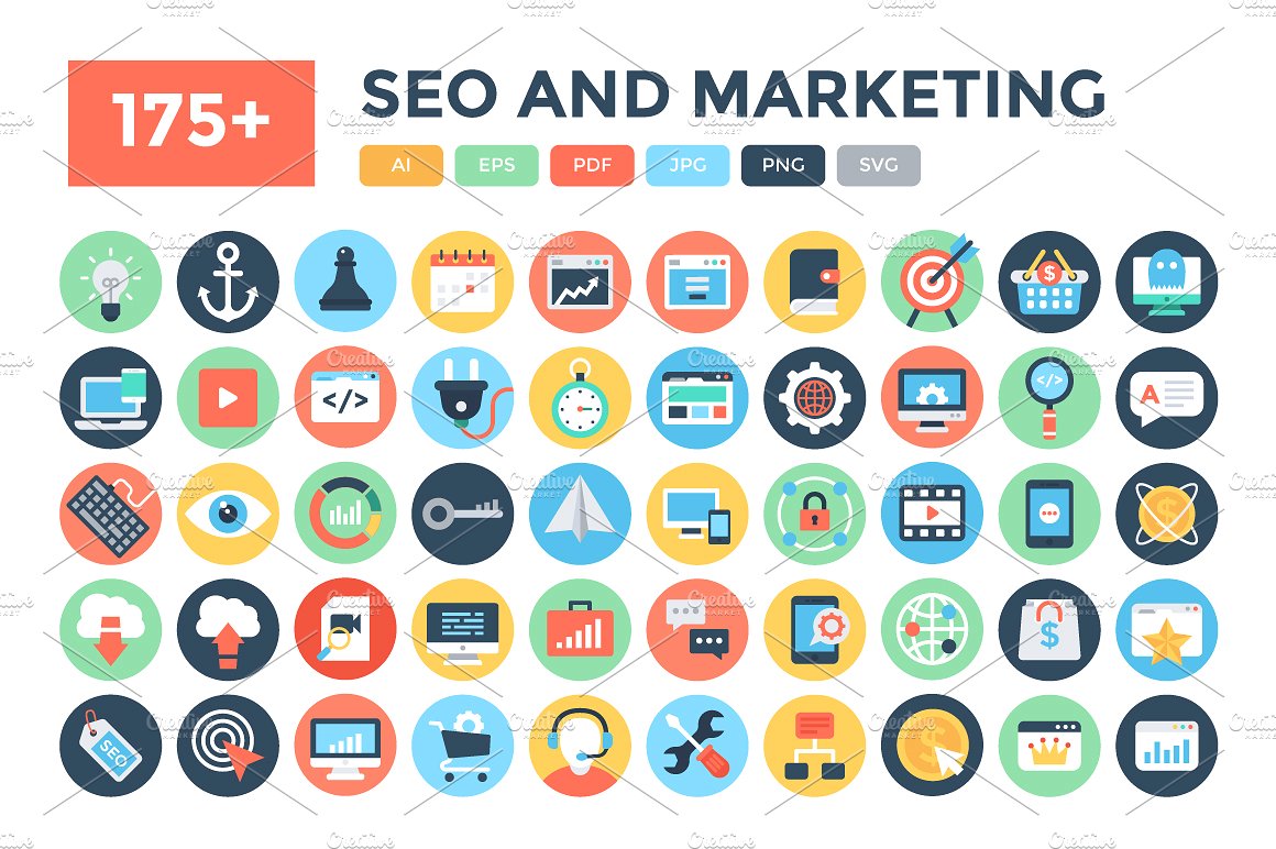 175 Flat Seo and Marketing Ic