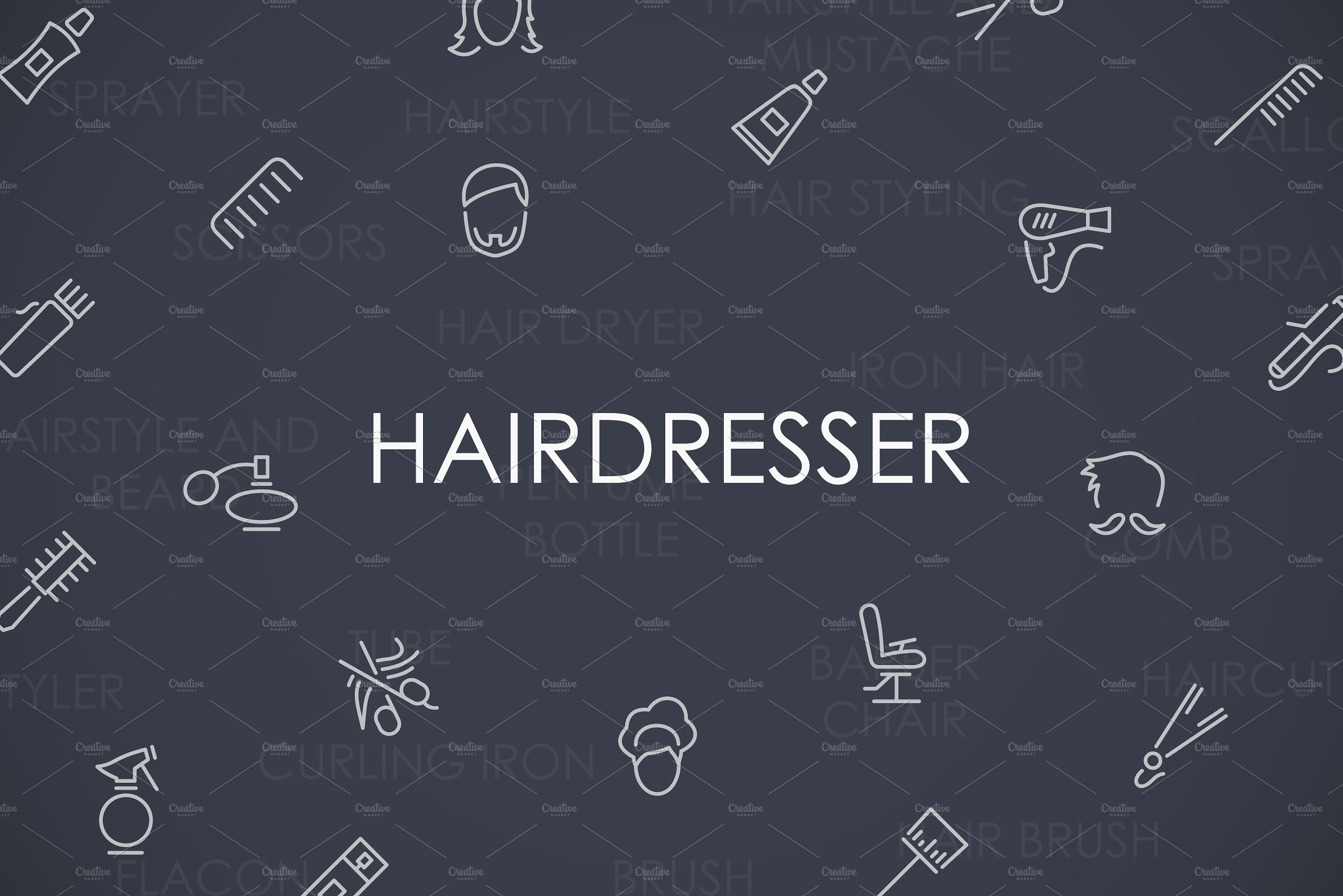 Hairdresser thinline icons