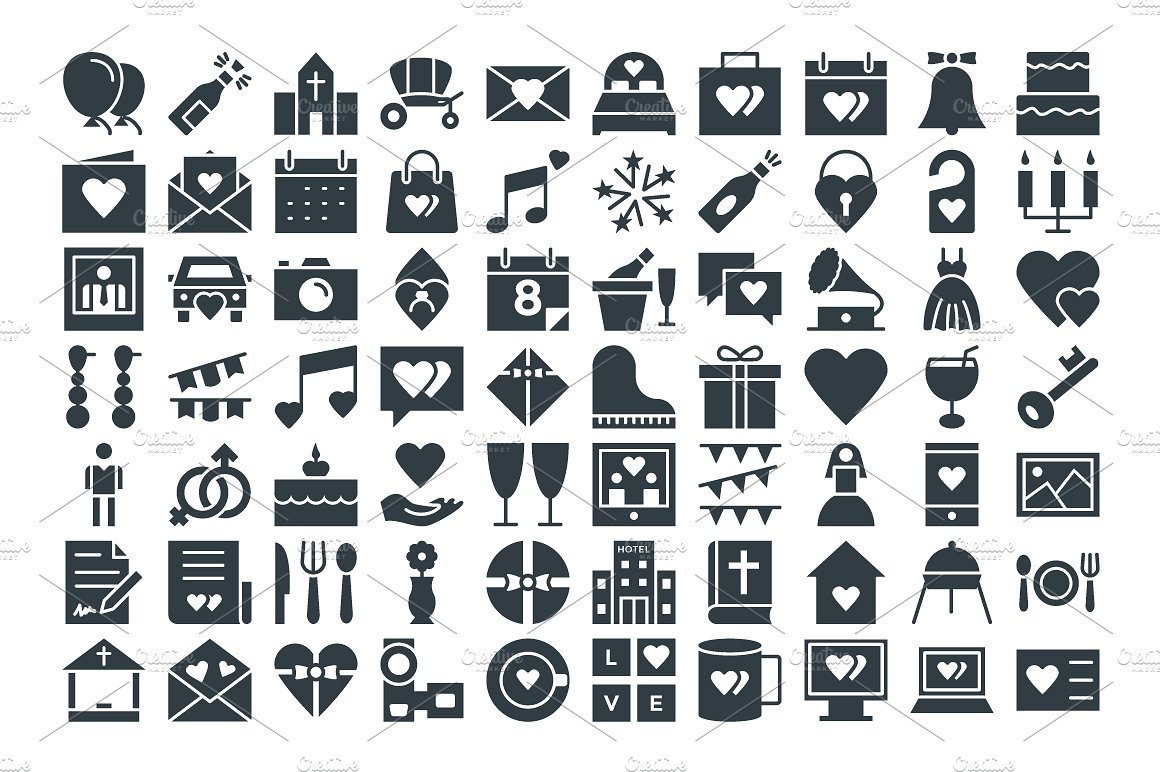 100 Wedding Vector Icons