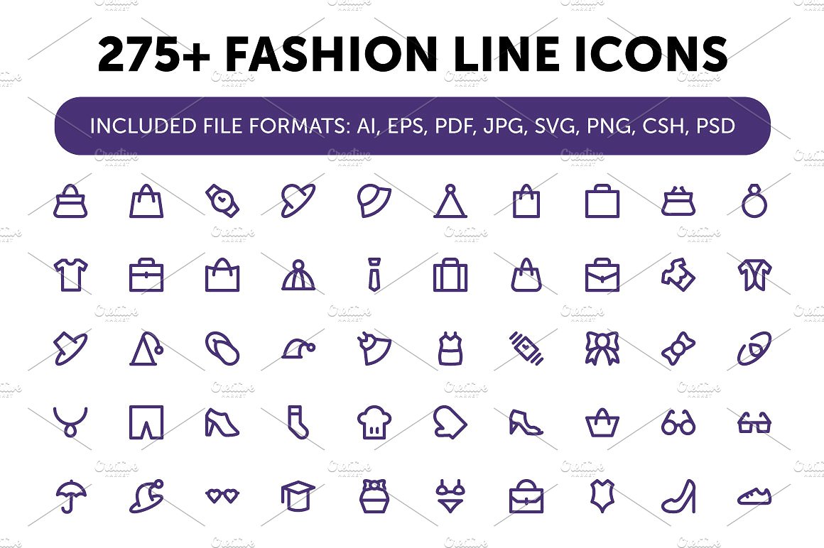 275 Fashion Line Icons