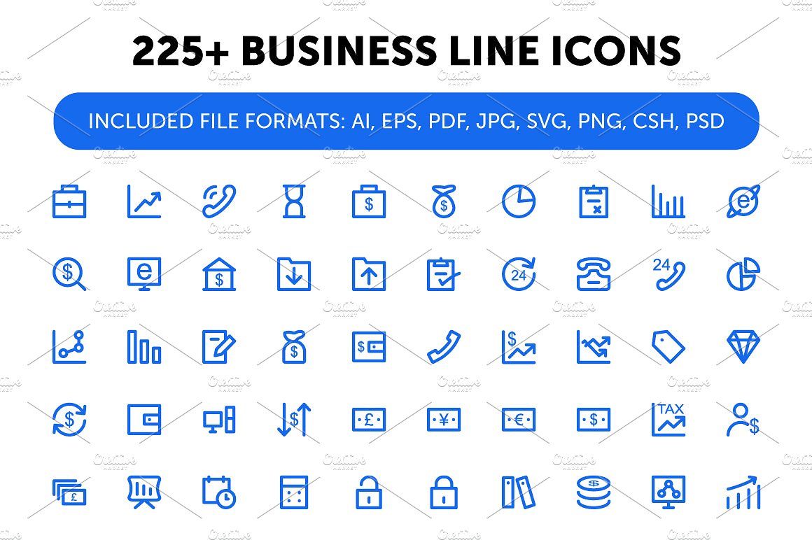 225 Business Line Icons