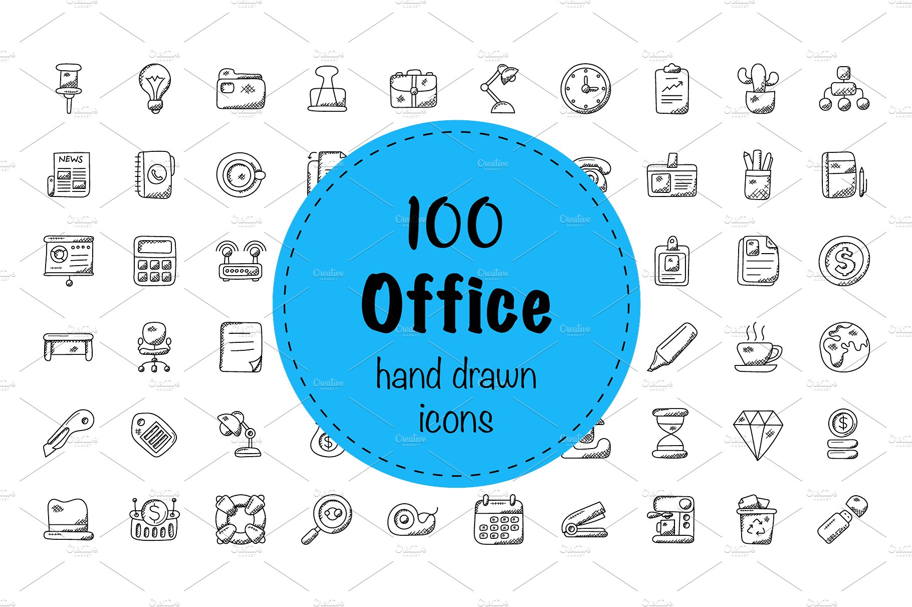 100 Office Doodle Icons