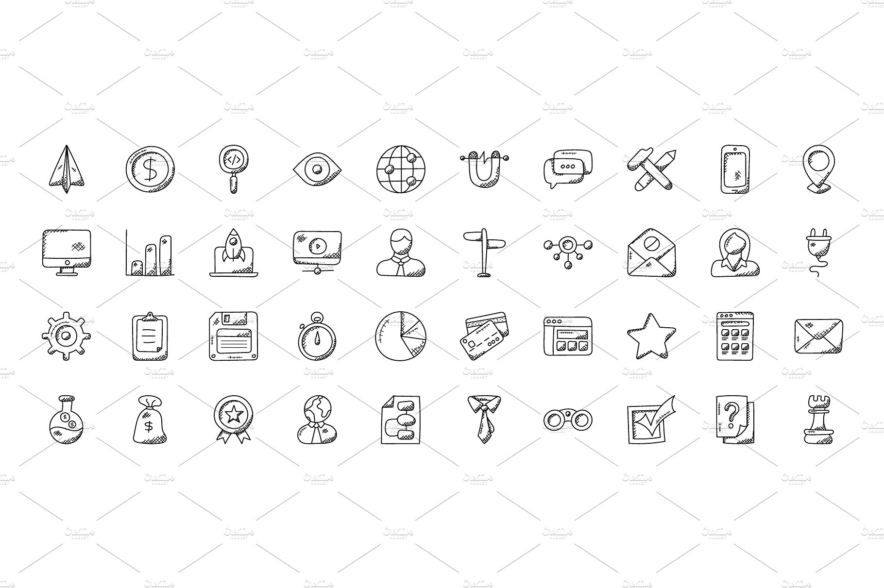 100 Office Doodle Icons