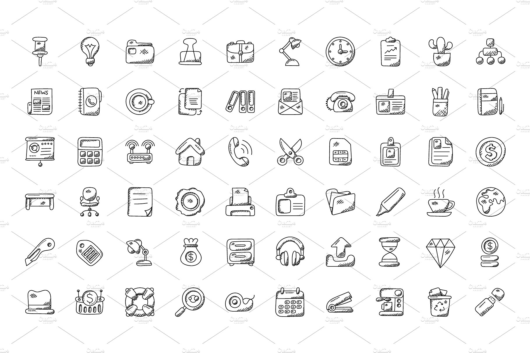 100 Office Doodle Icons