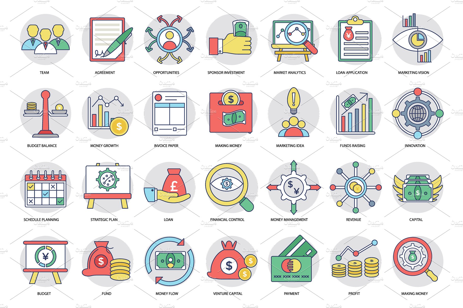 266 Flat Business Icons