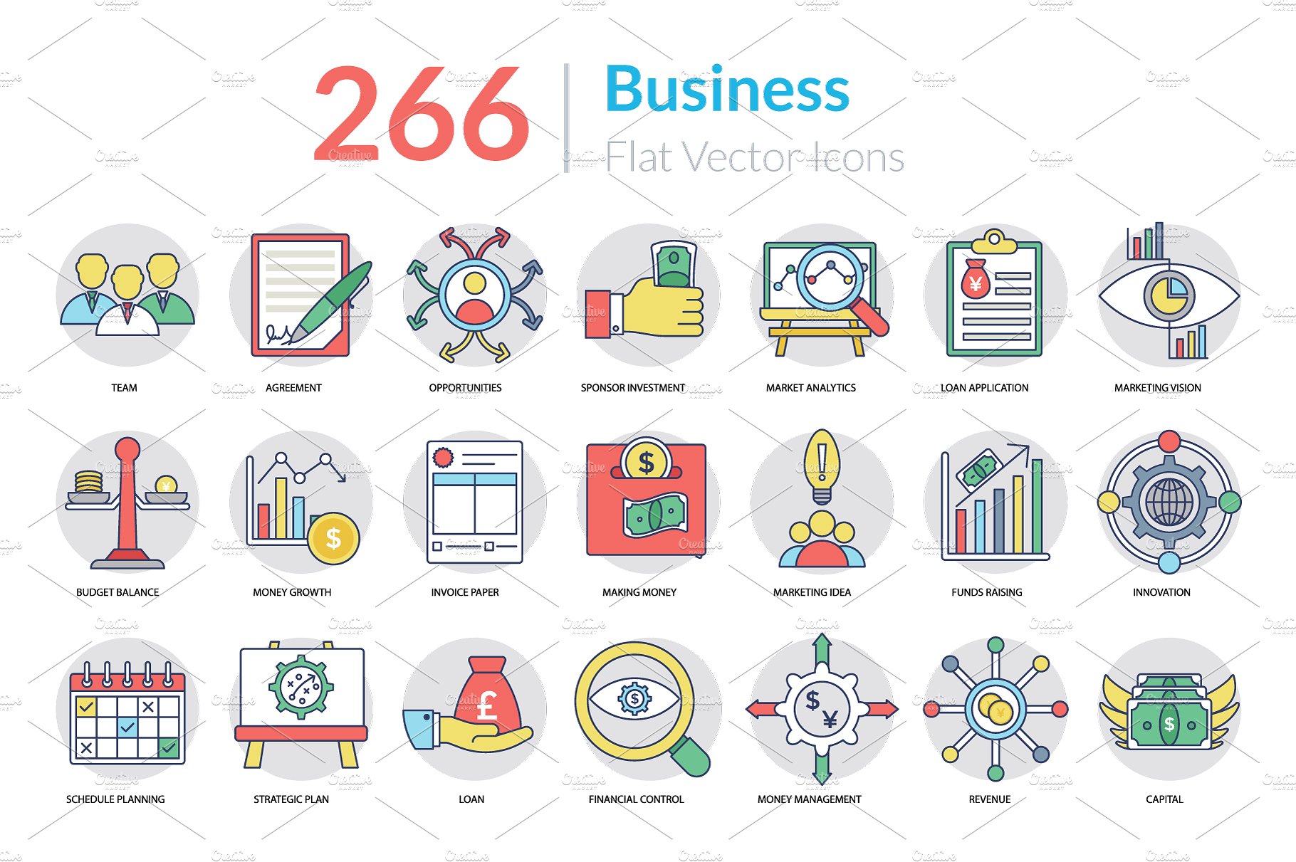 266 Flat Business Icons