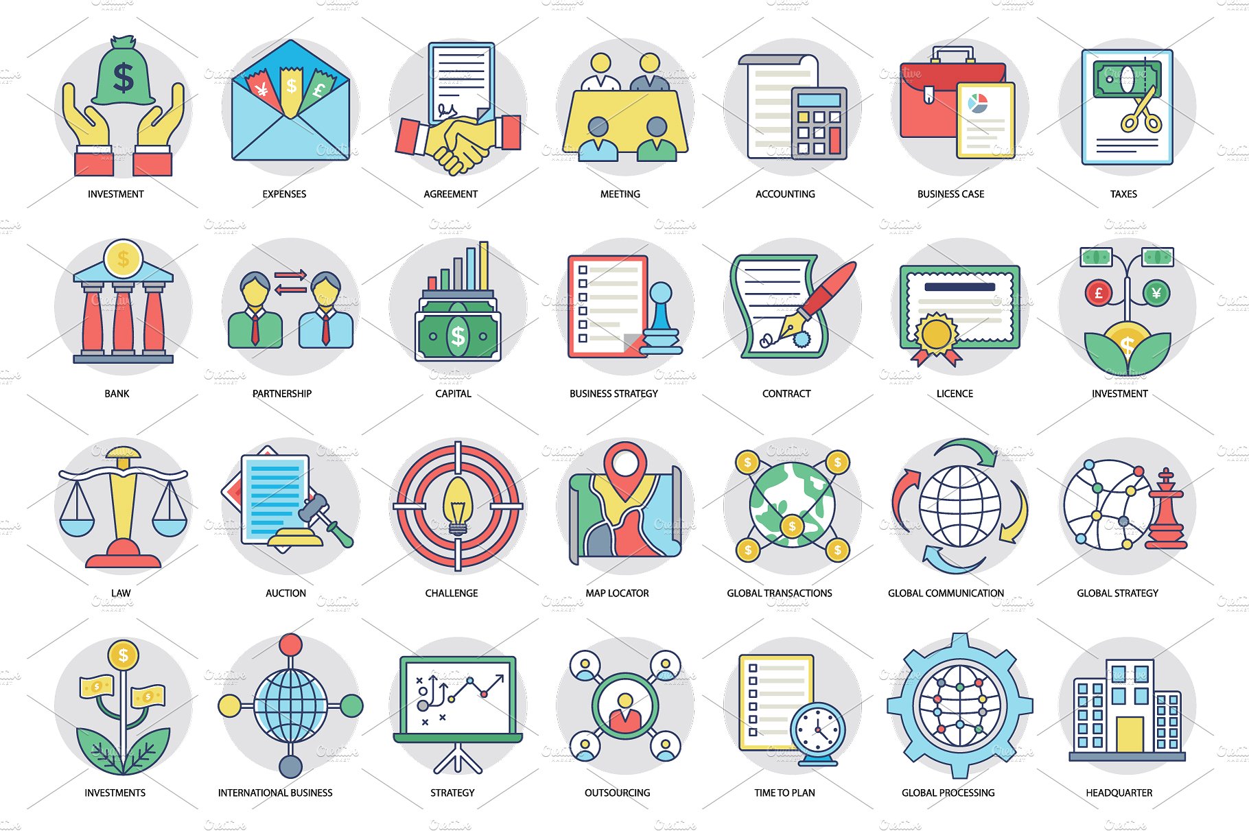 266 Flat Business Icons