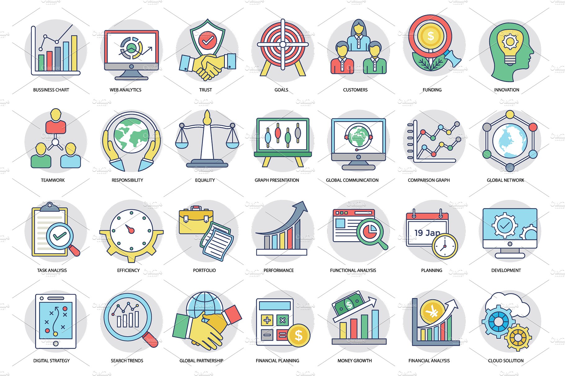 266 Flat Business Icons