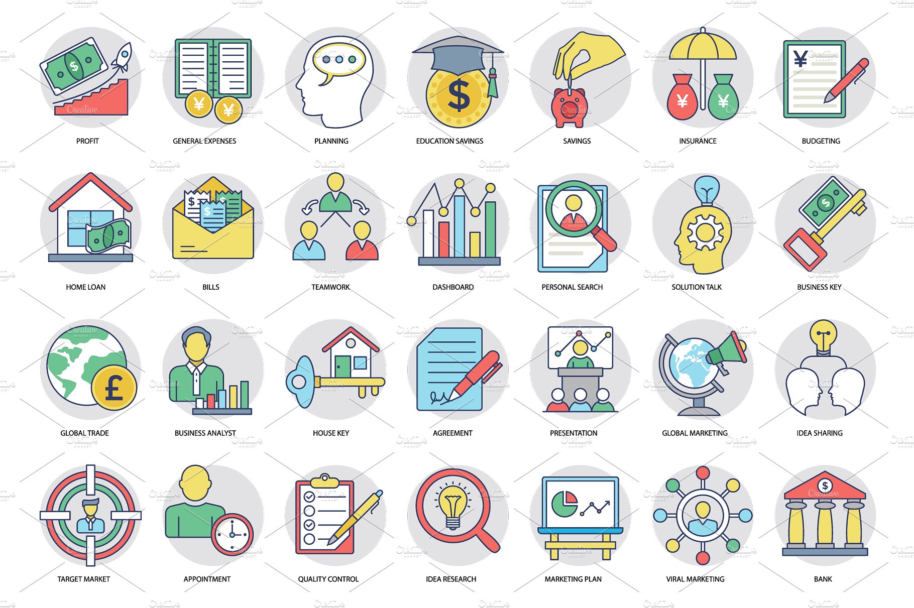 266 Flat Business Icons