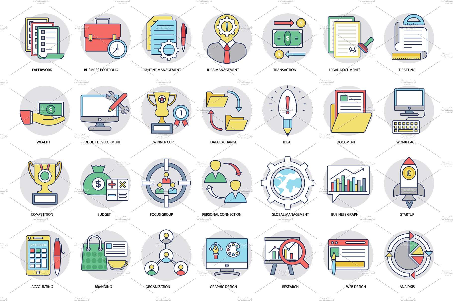 266 Flat Business Icons