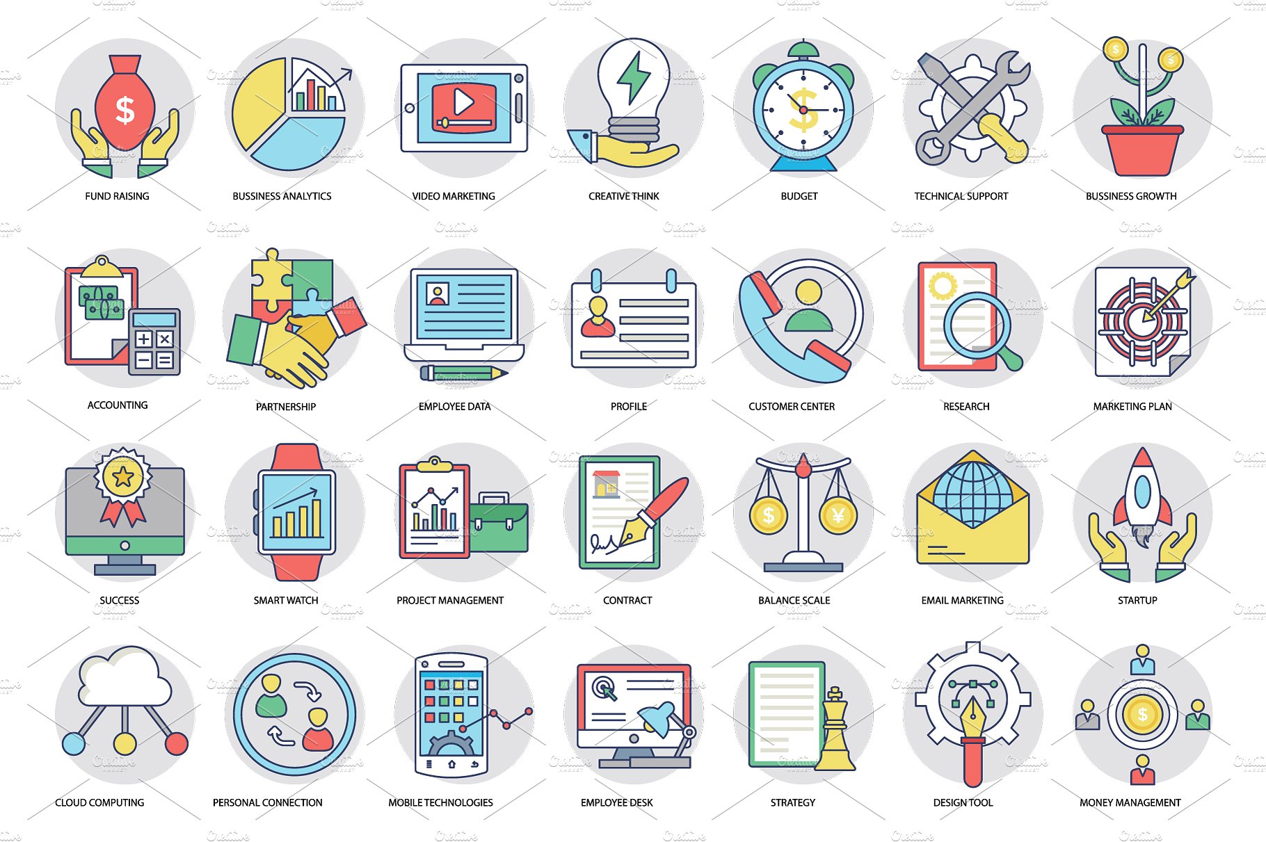 266 Flat Business Icons