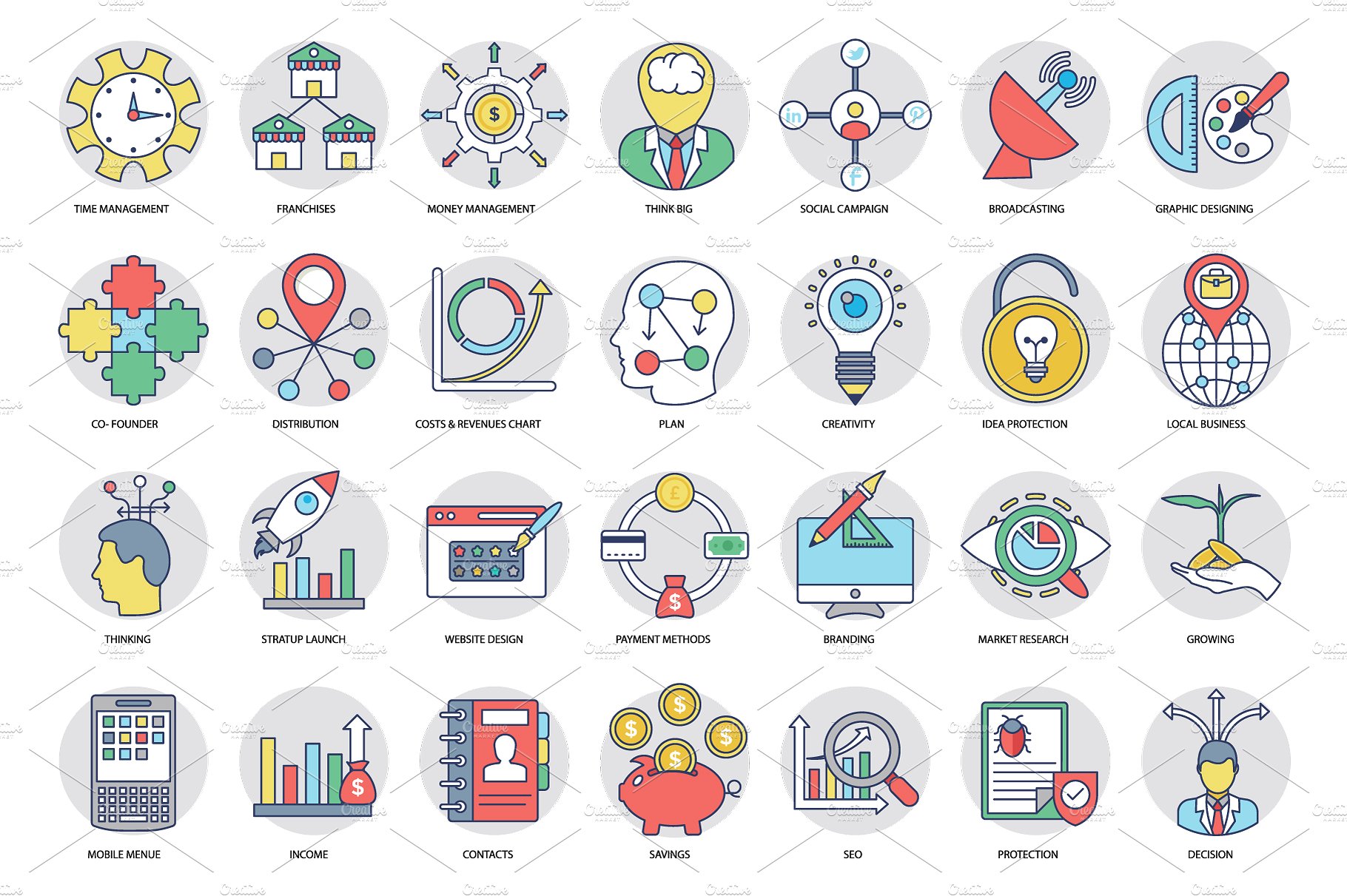 266 Flat Business Icons