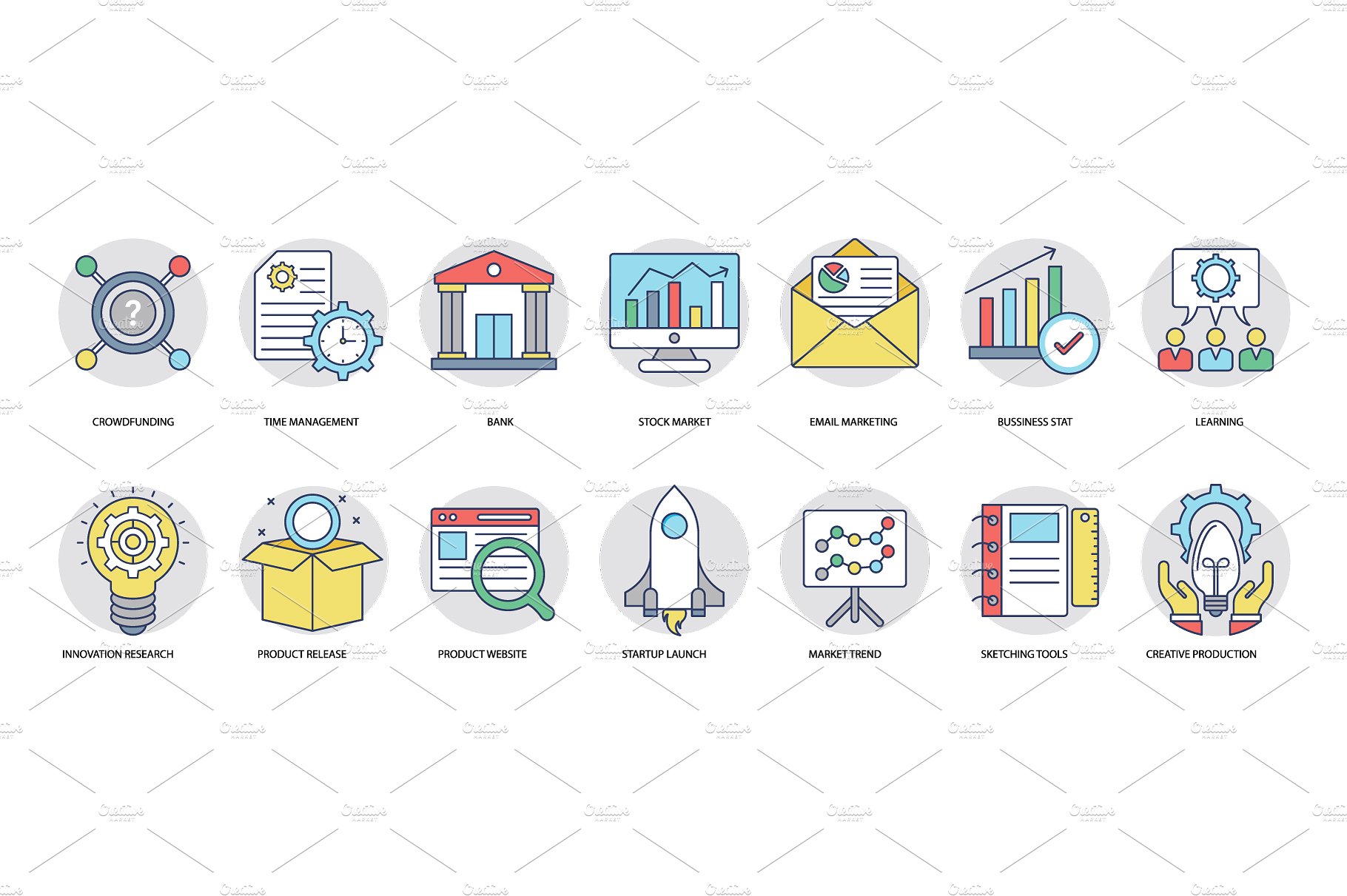 266 Flat Business Icons