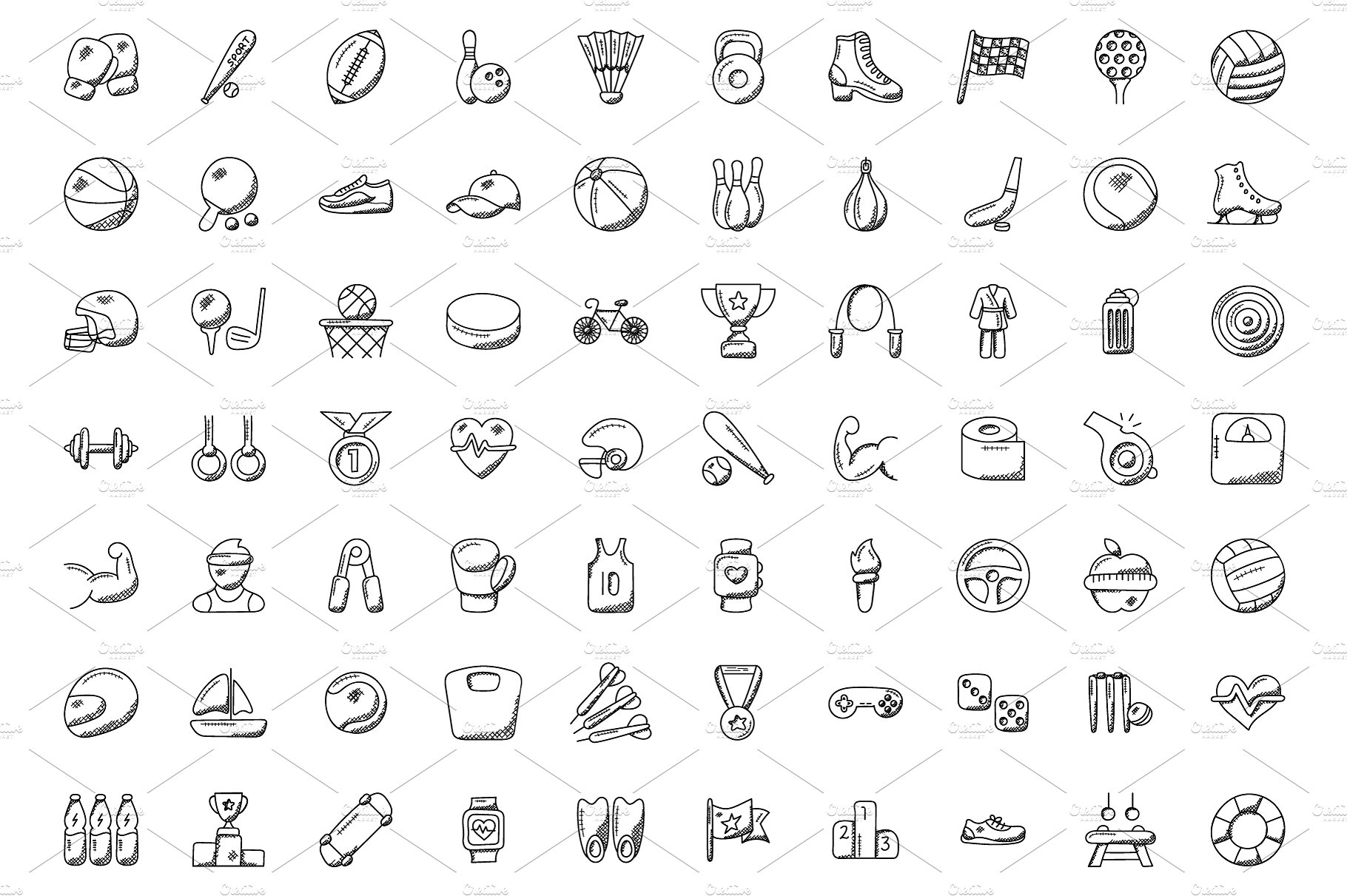 100 Sports Doodle Icons