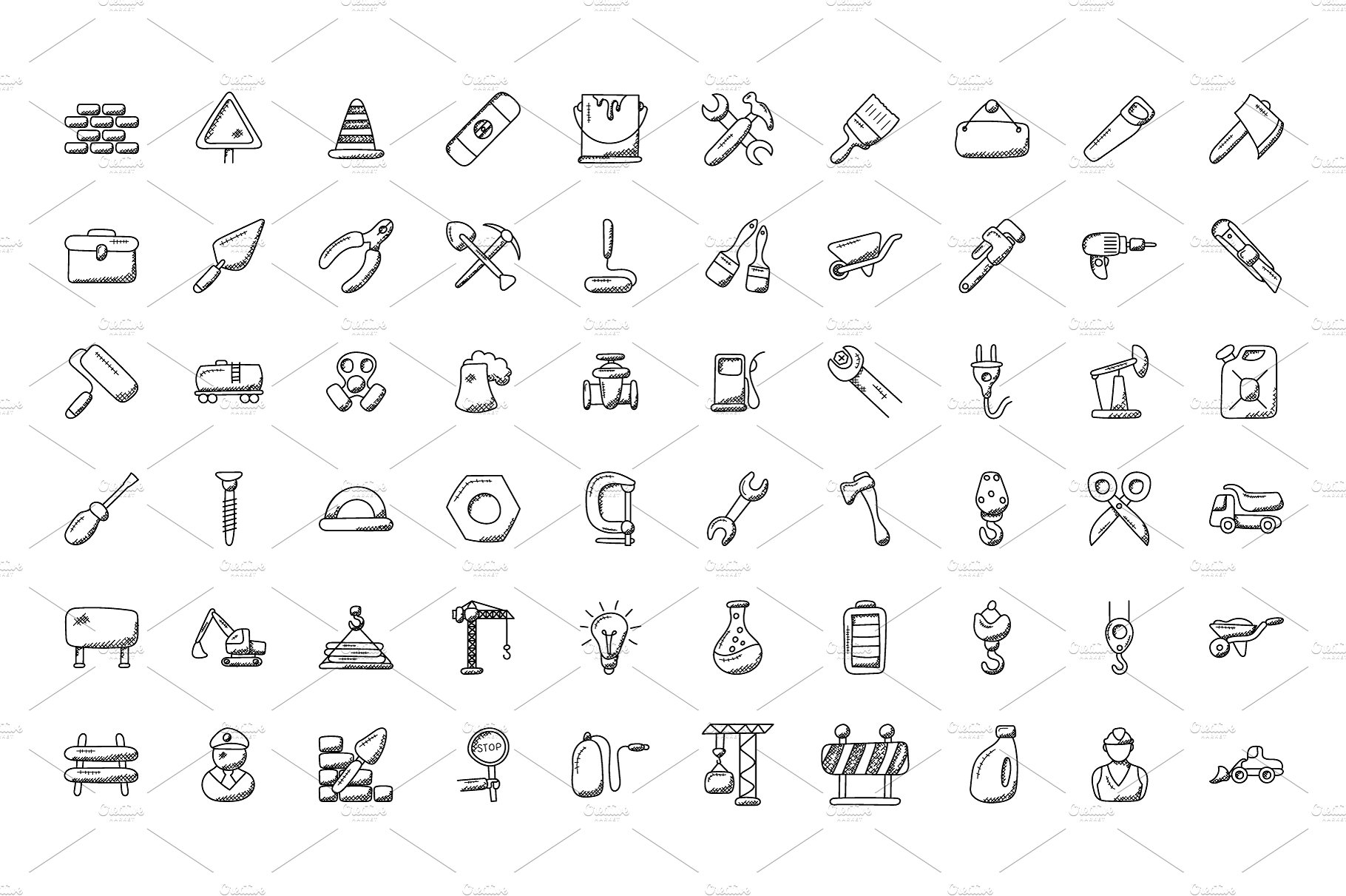 100 Construction Doodle Icons