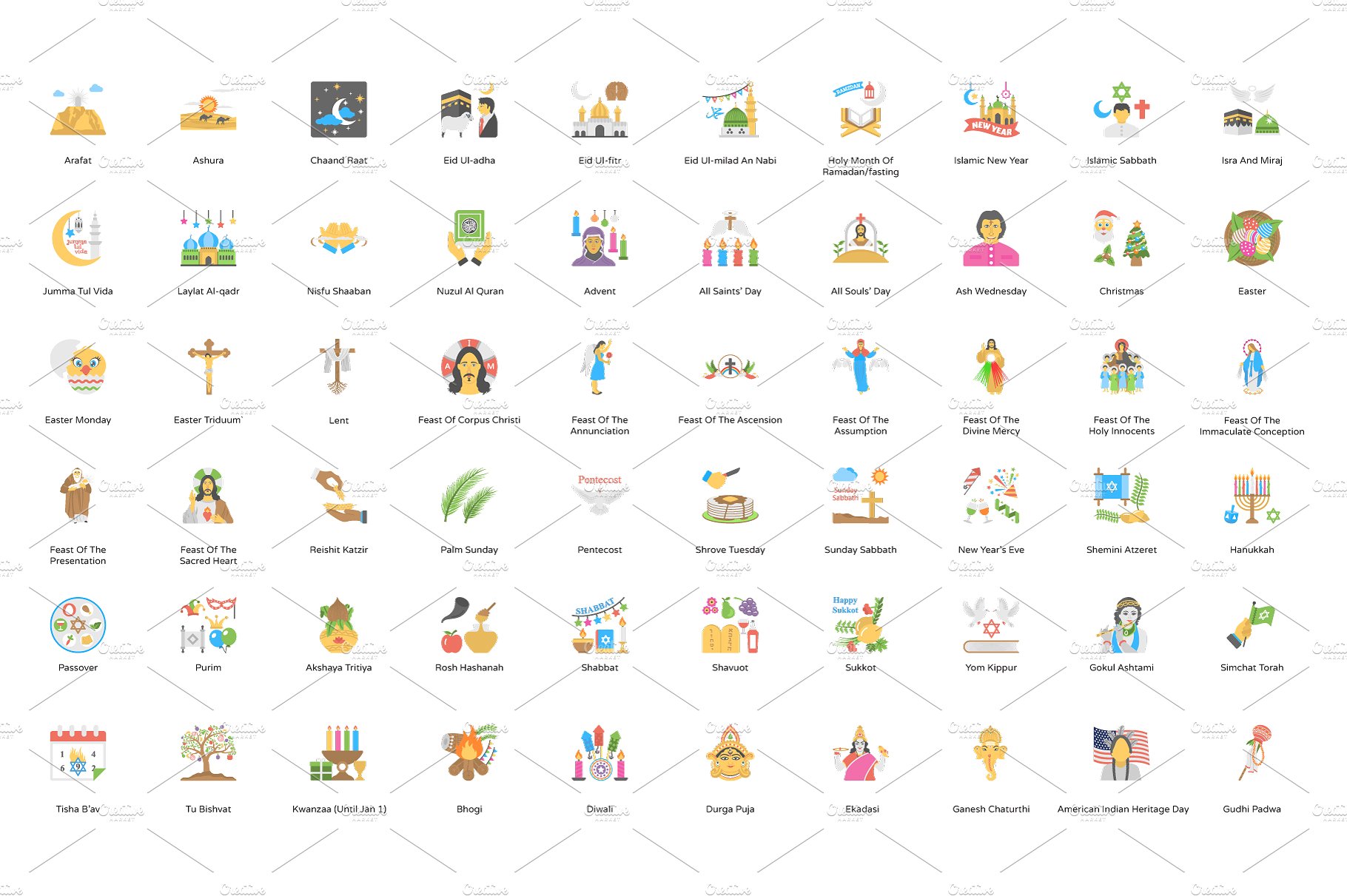 270 Flat Holiday Icons