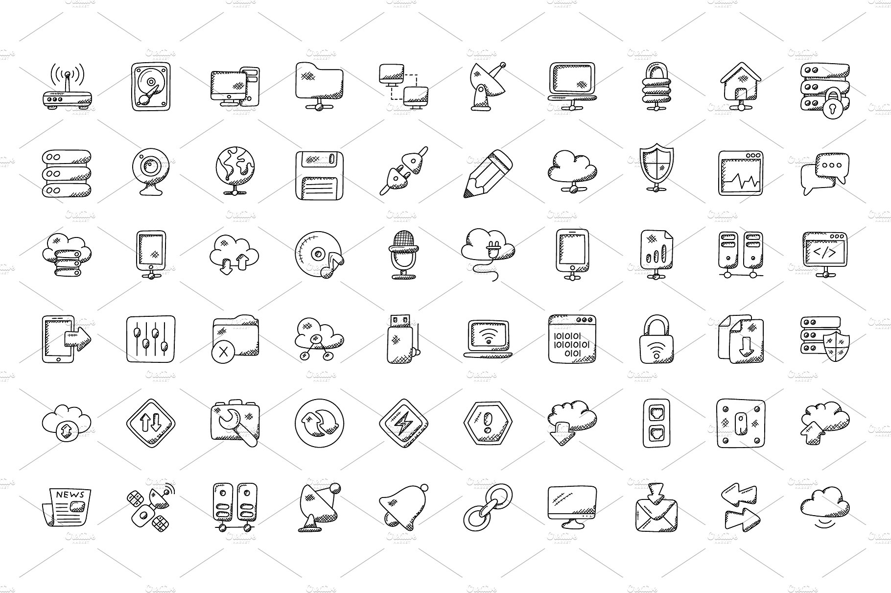 100 Network Doodle Icons