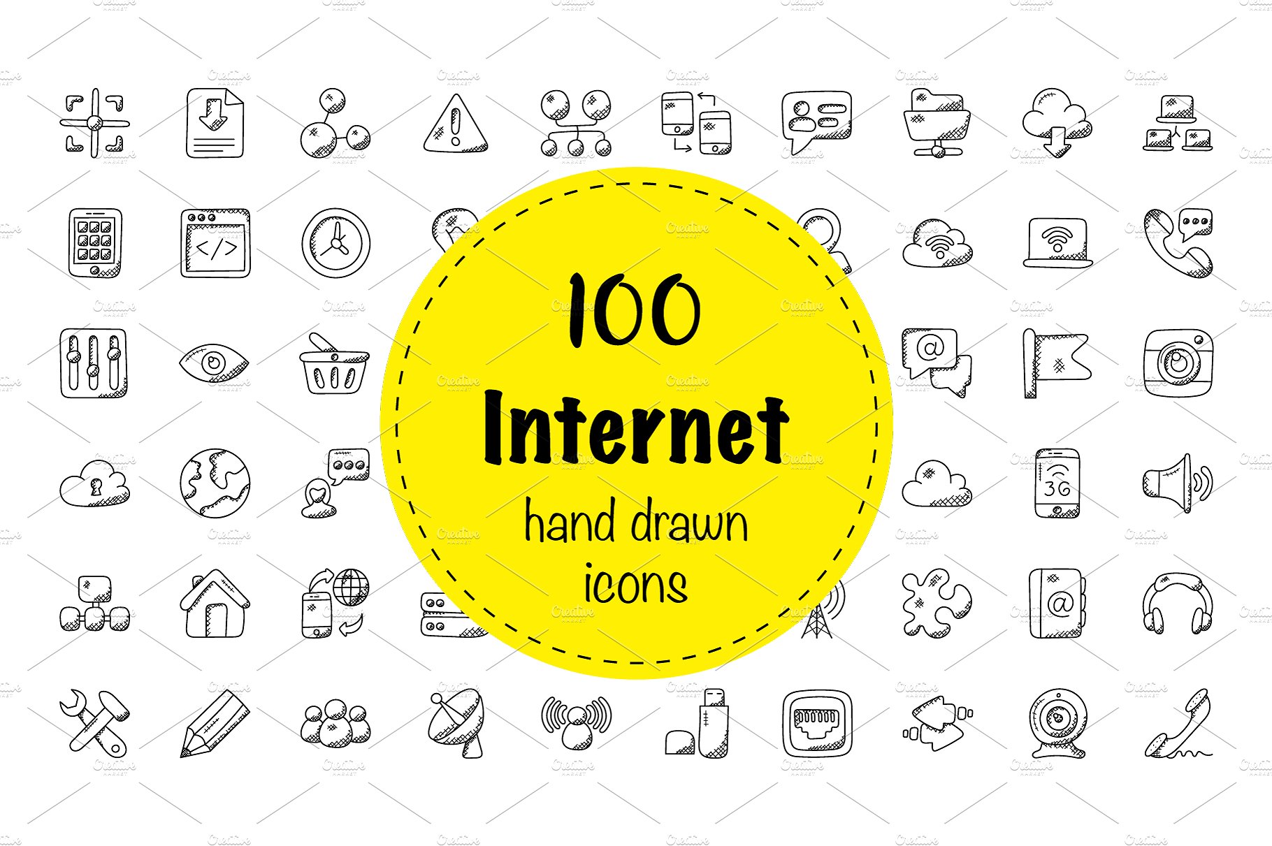 100 Internet Doodle Icons