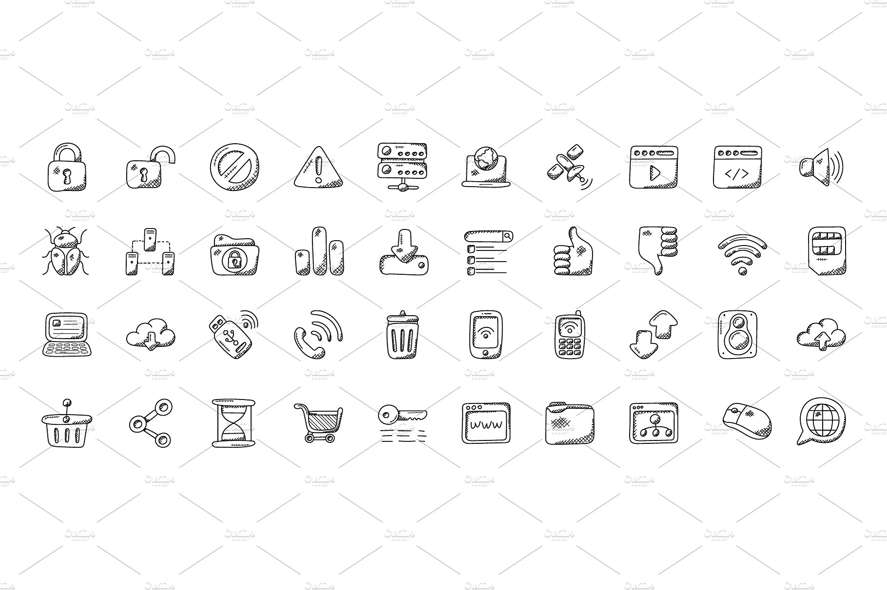 100 Internet Doodle Icons