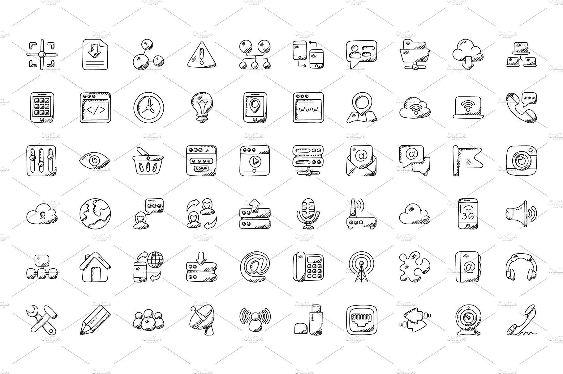 100 Internet Doodle Icons