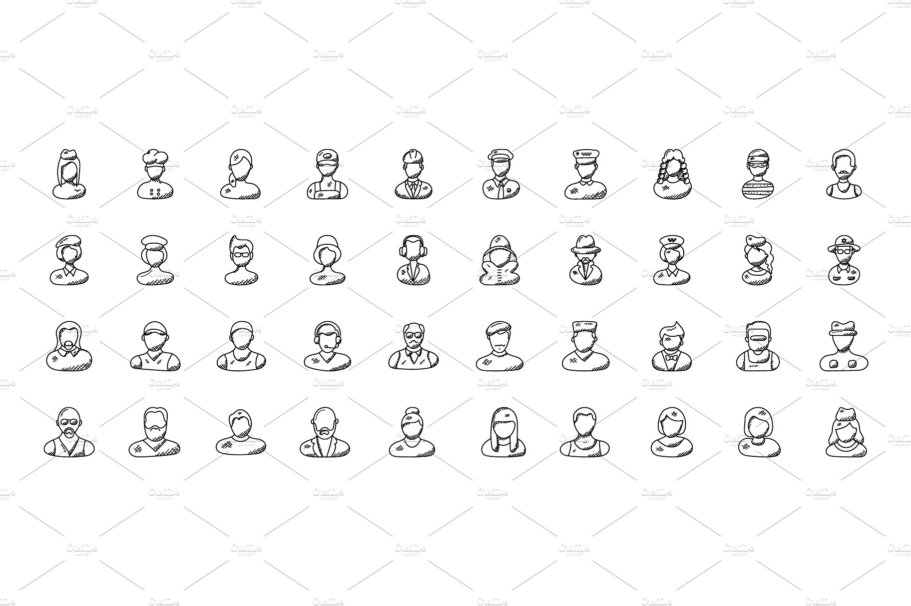 100 Professions Doodle Icons