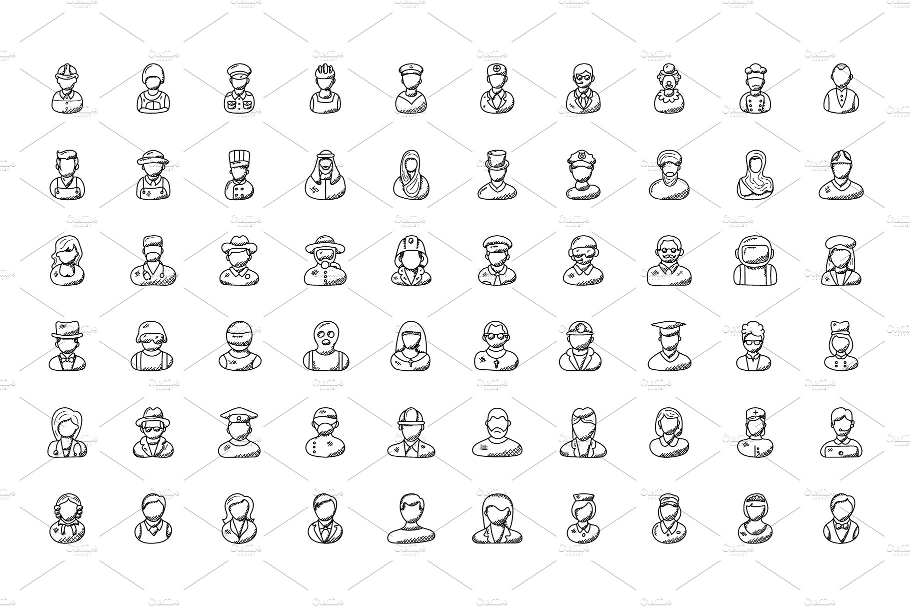 100 Professions Doodle Icons