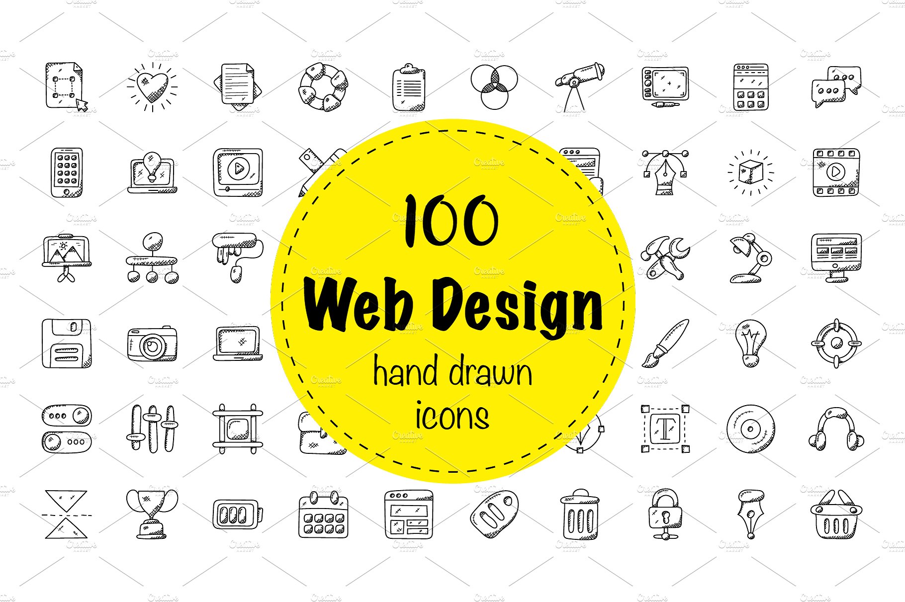 100 Web Design Doodle Icons