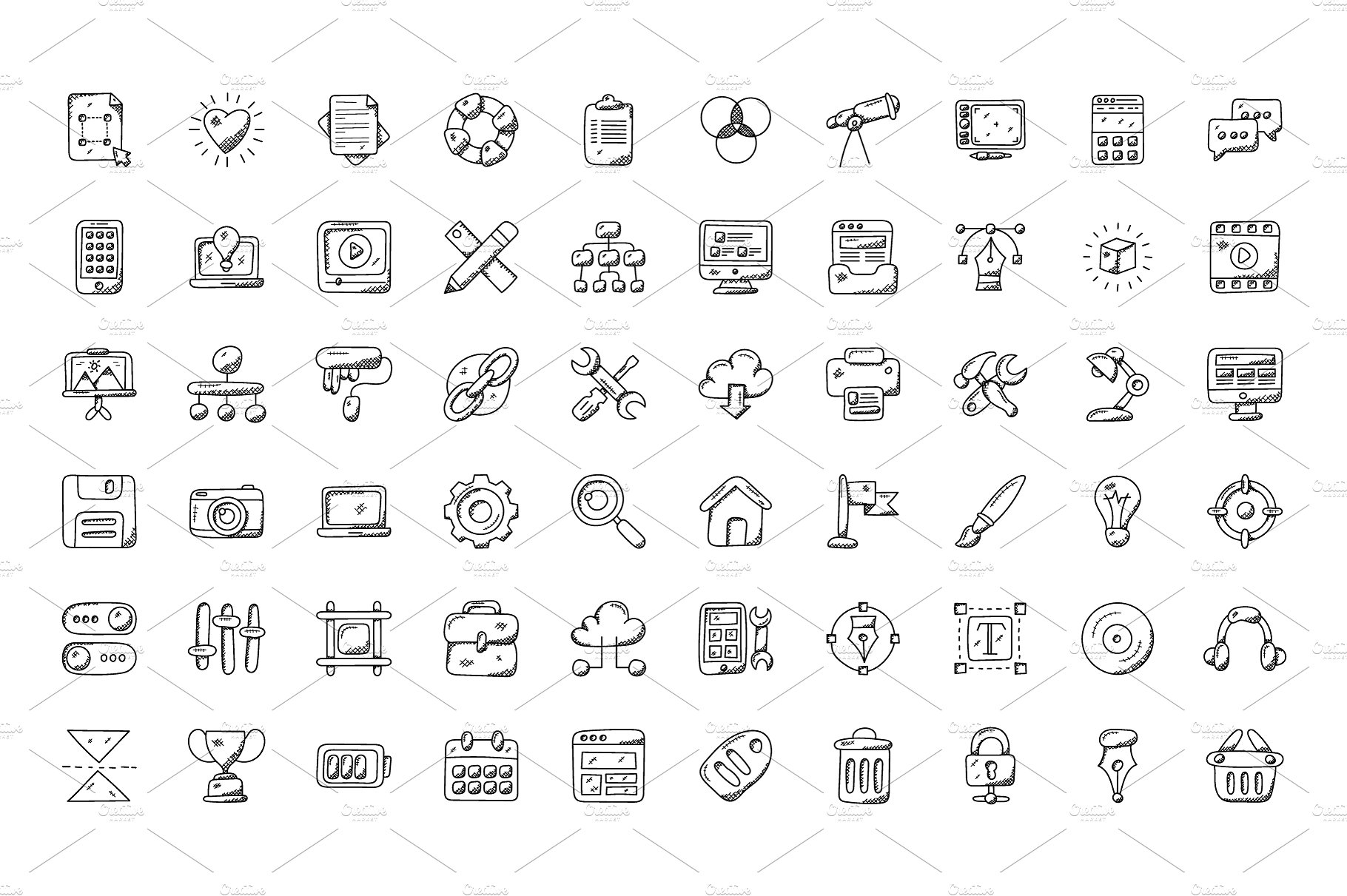 100 Web Design Doodle Icons