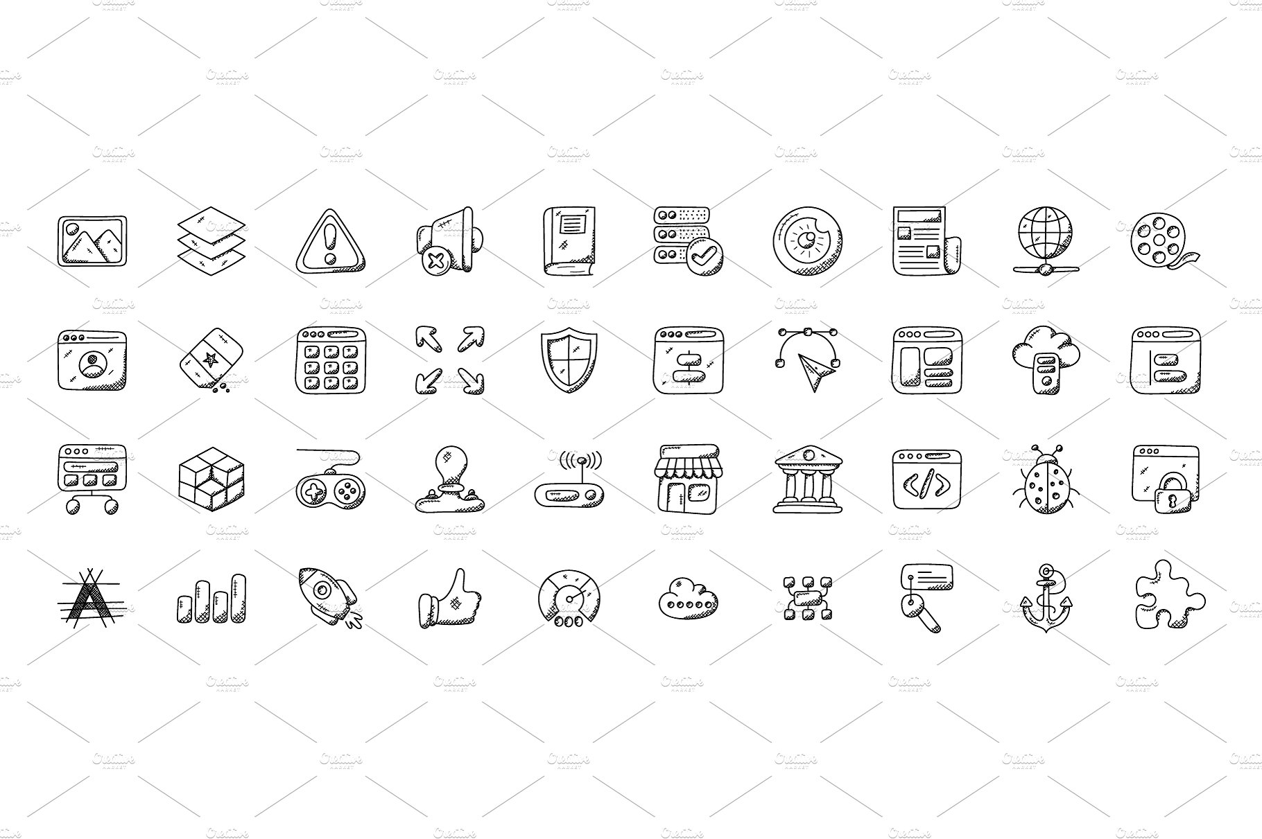 100 Web Design Doodle Icons