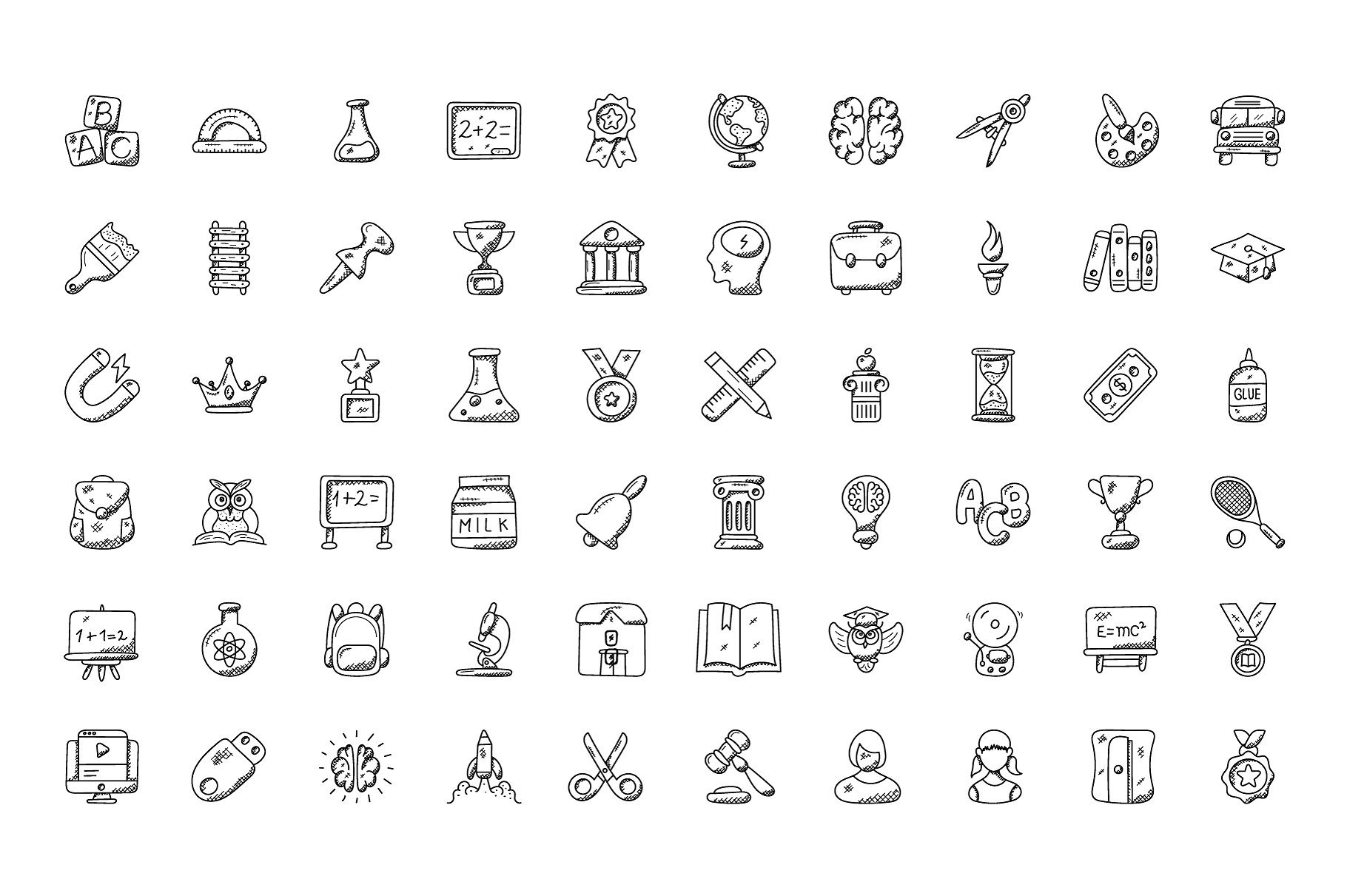 100 Education Doodle Icons