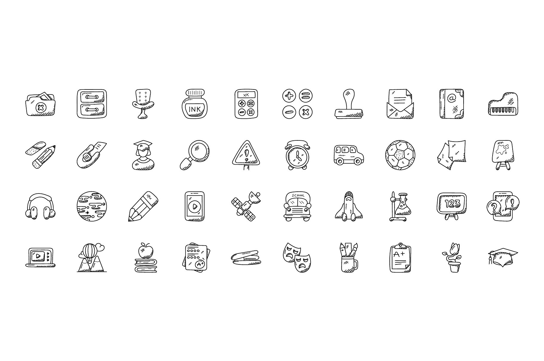 100 Education Doodle Icons