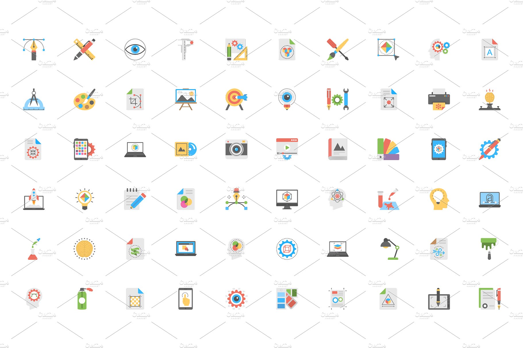 80 Art and Design Flat Icons S