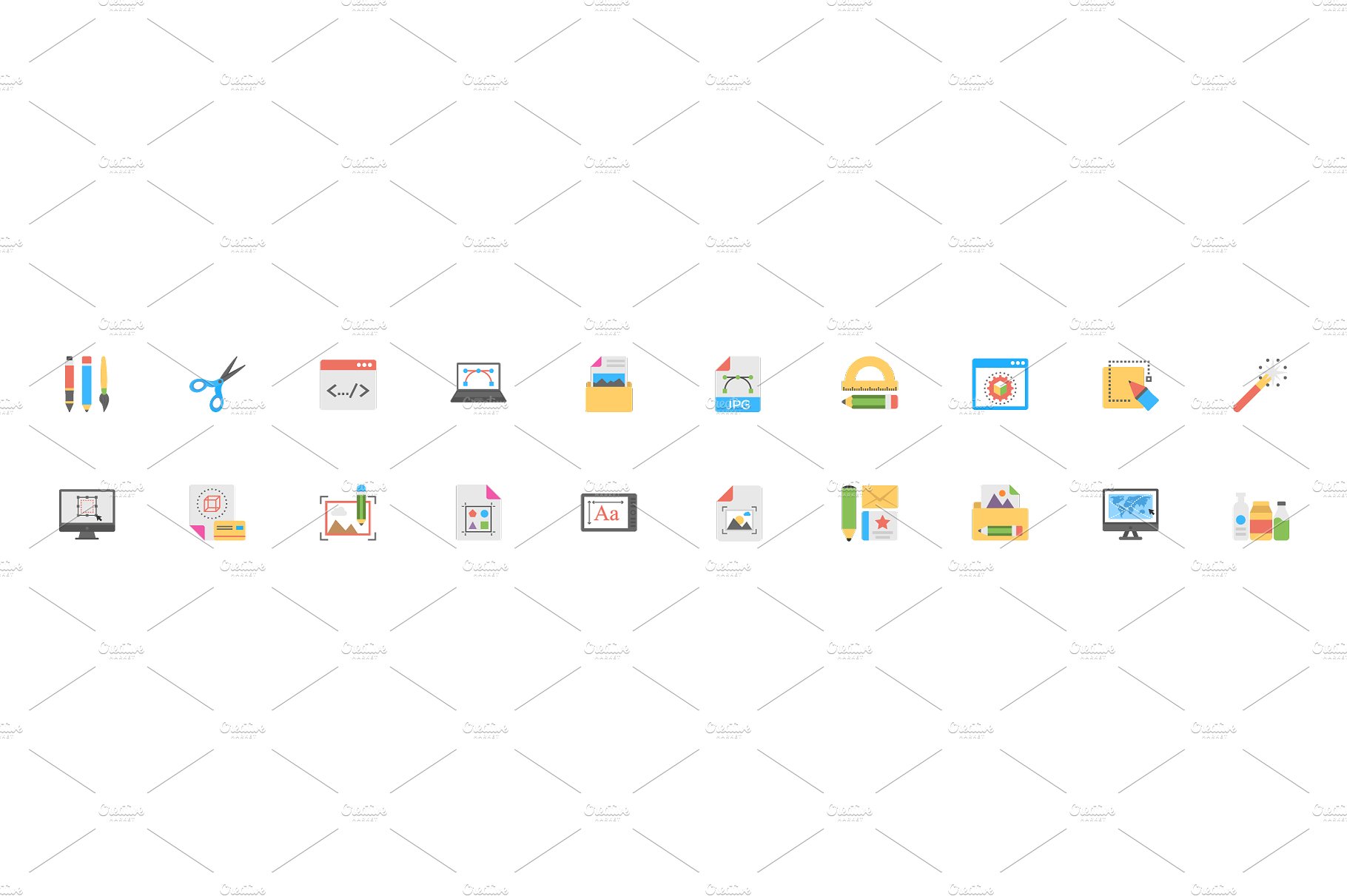 80 Art and Design Flat Icons S