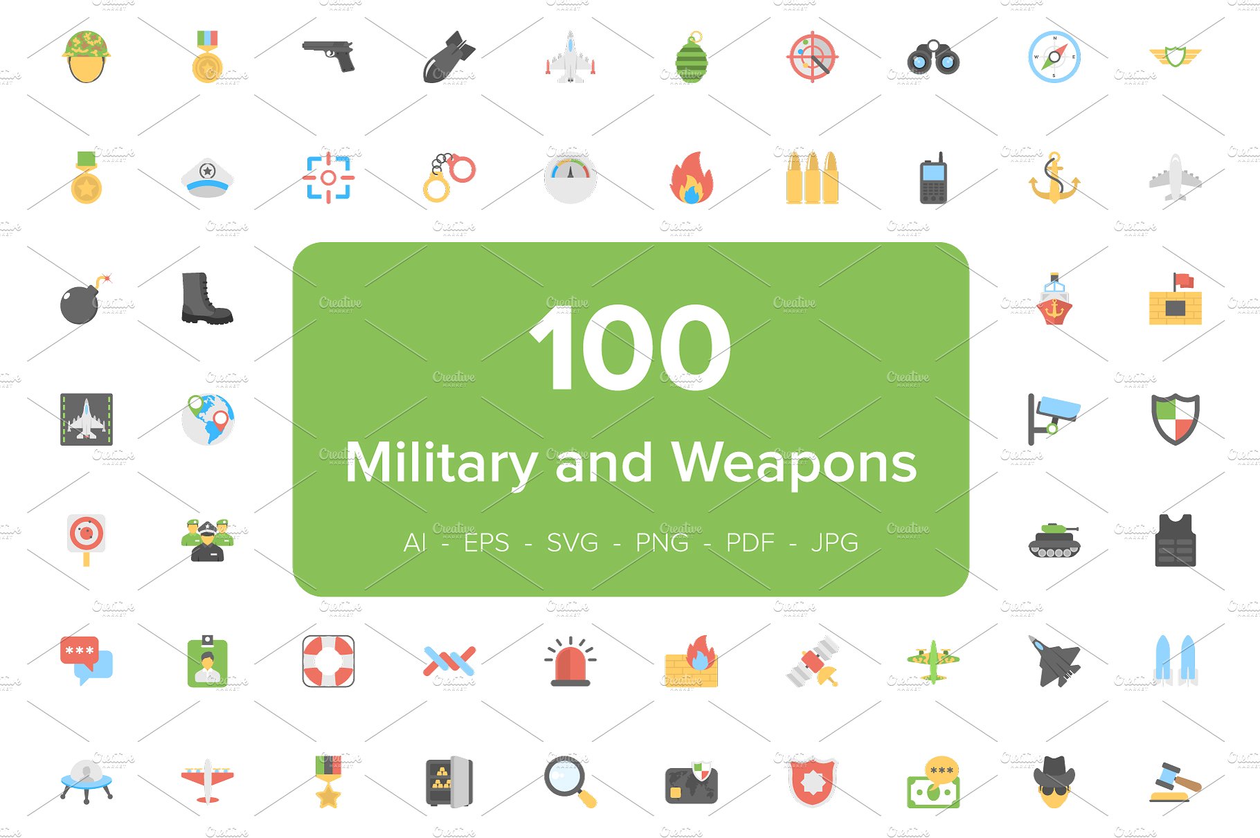 100 Military and Weapons Flat