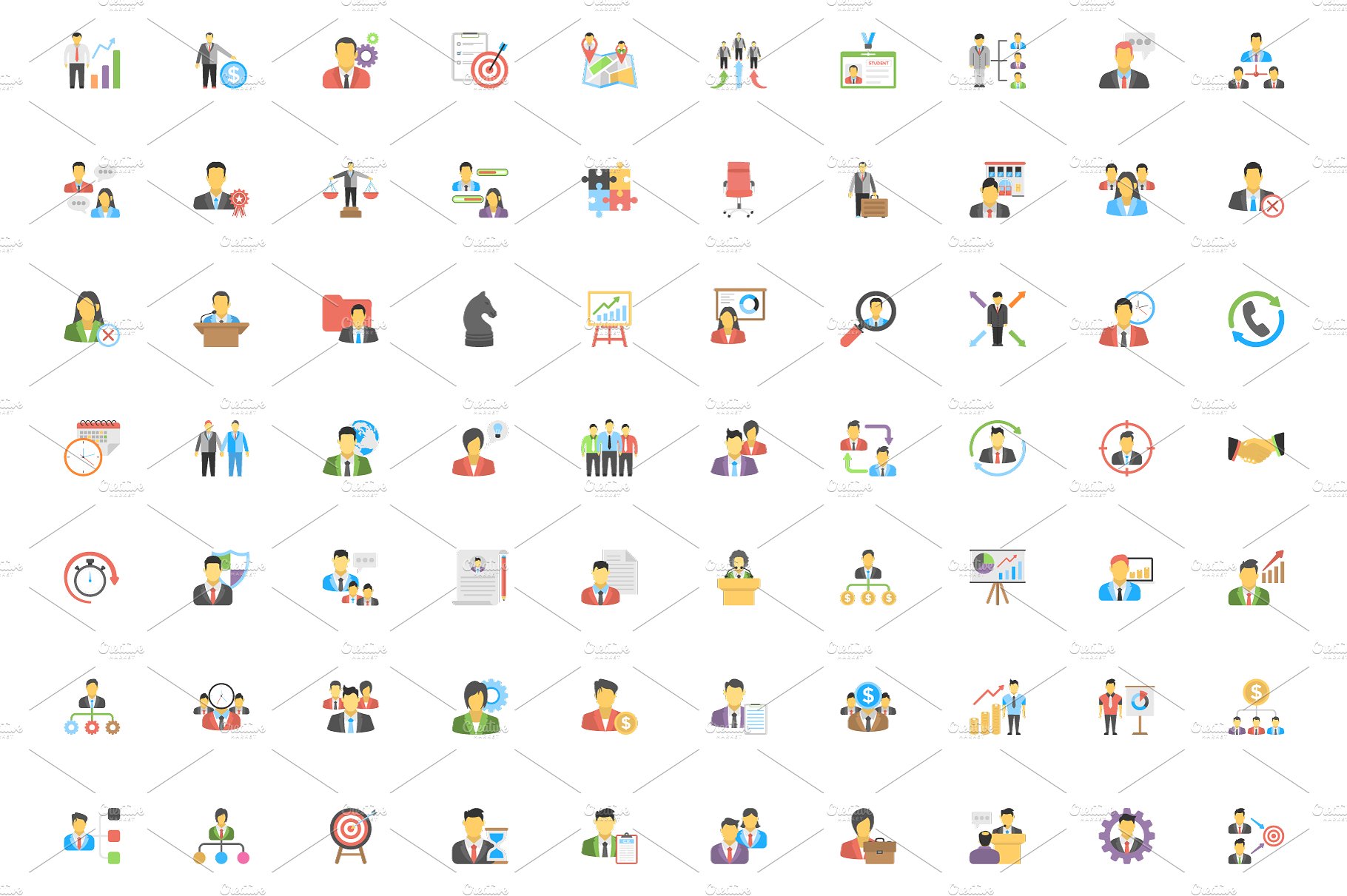 200 Human Resource Flat Icons