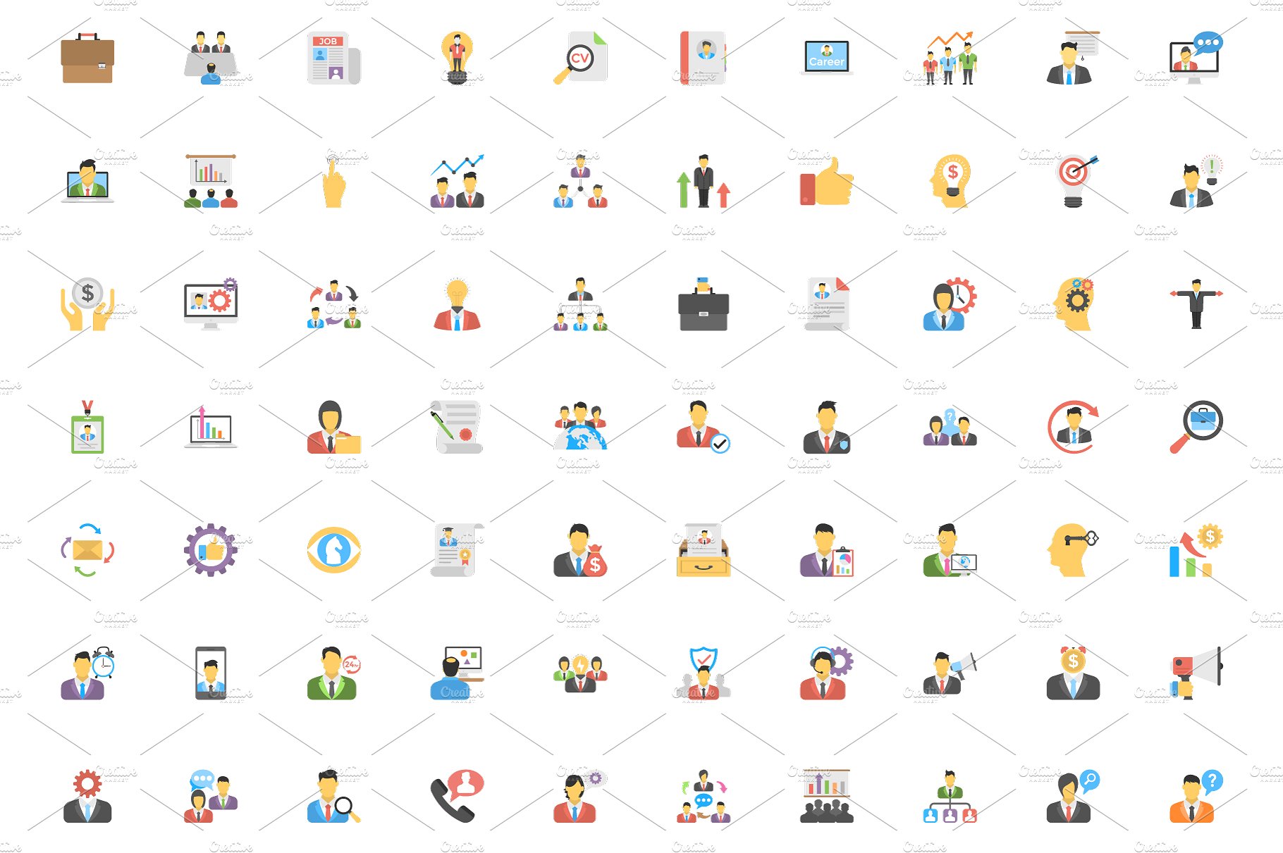 200 Human Resource Flat Icons