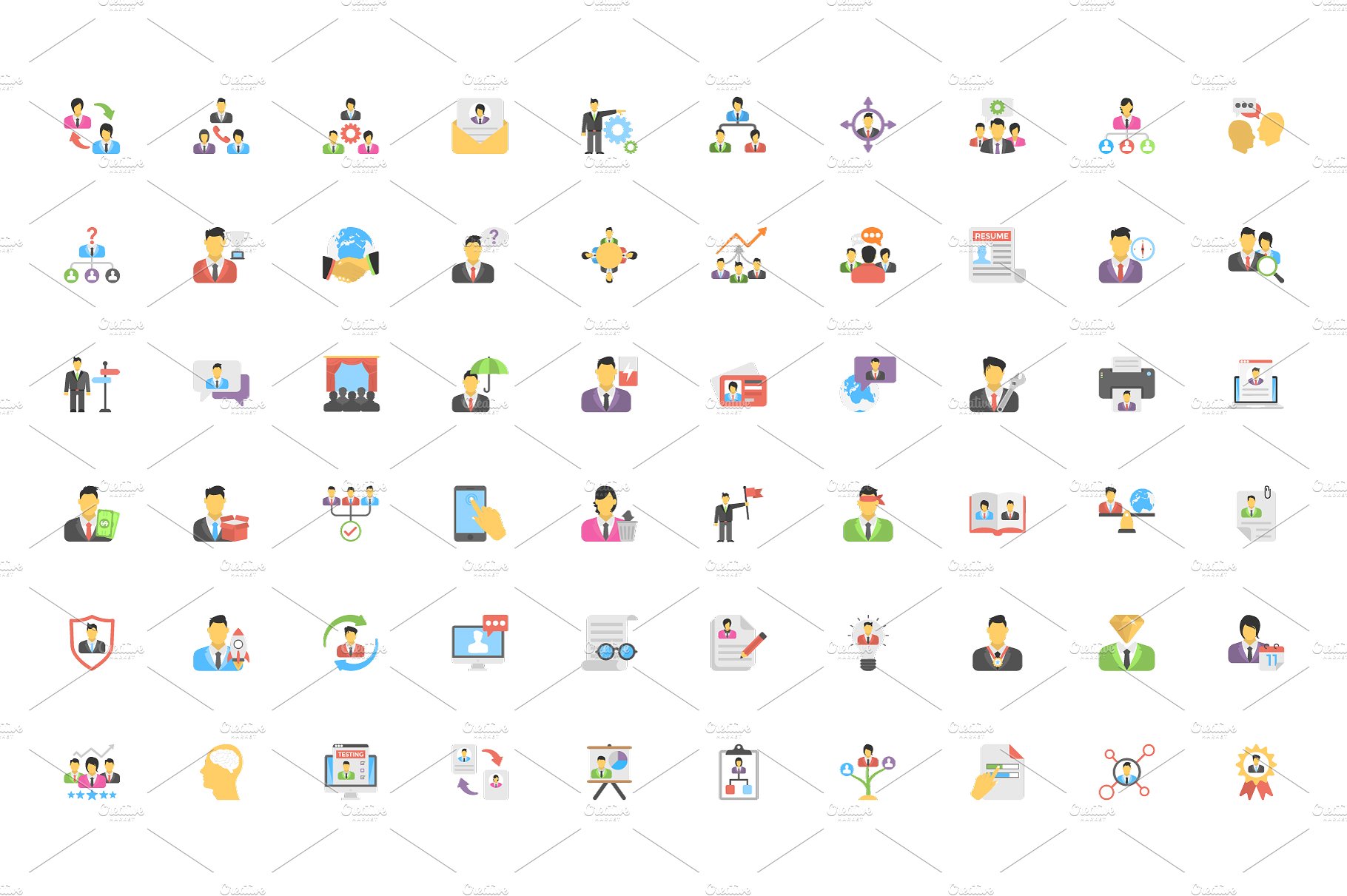 200 Human Resource Flat Icons