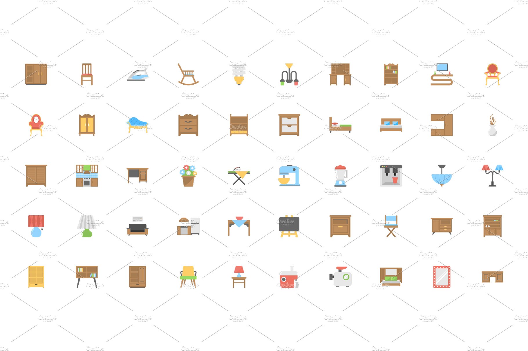 190 Furniture Flat Icons