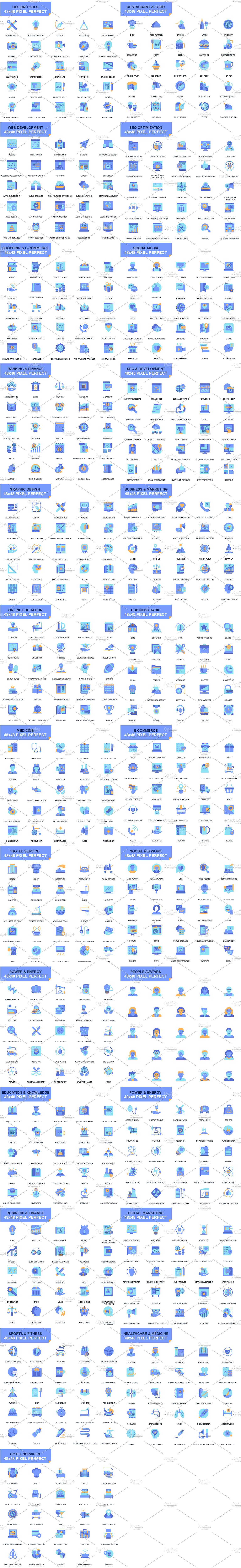 Flat Icons Blue Style