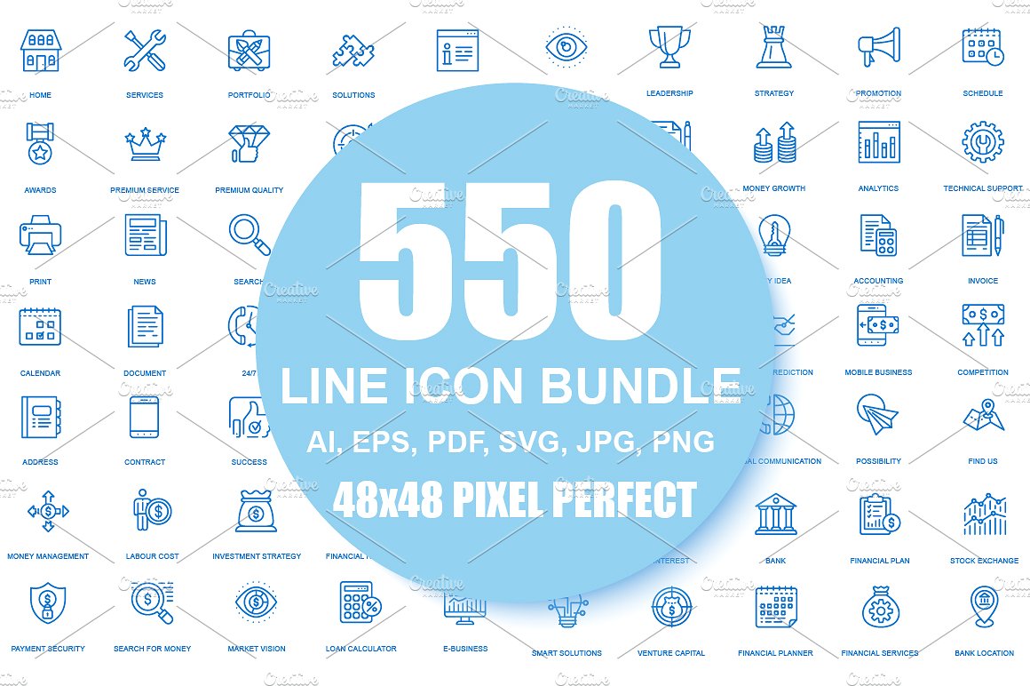 550 Line Icons Bundle