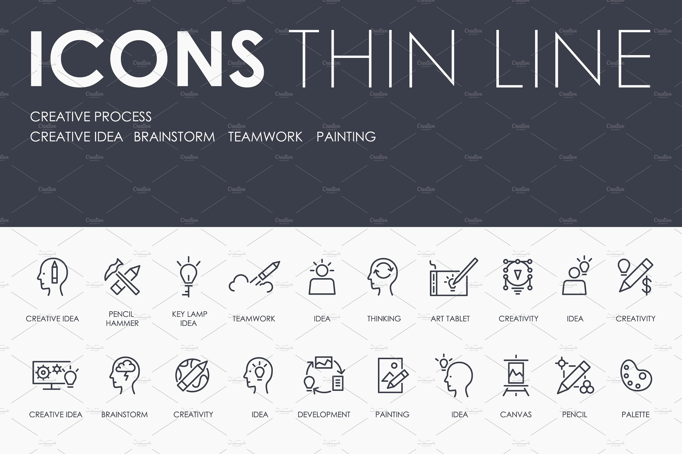 Creative process thinline icon