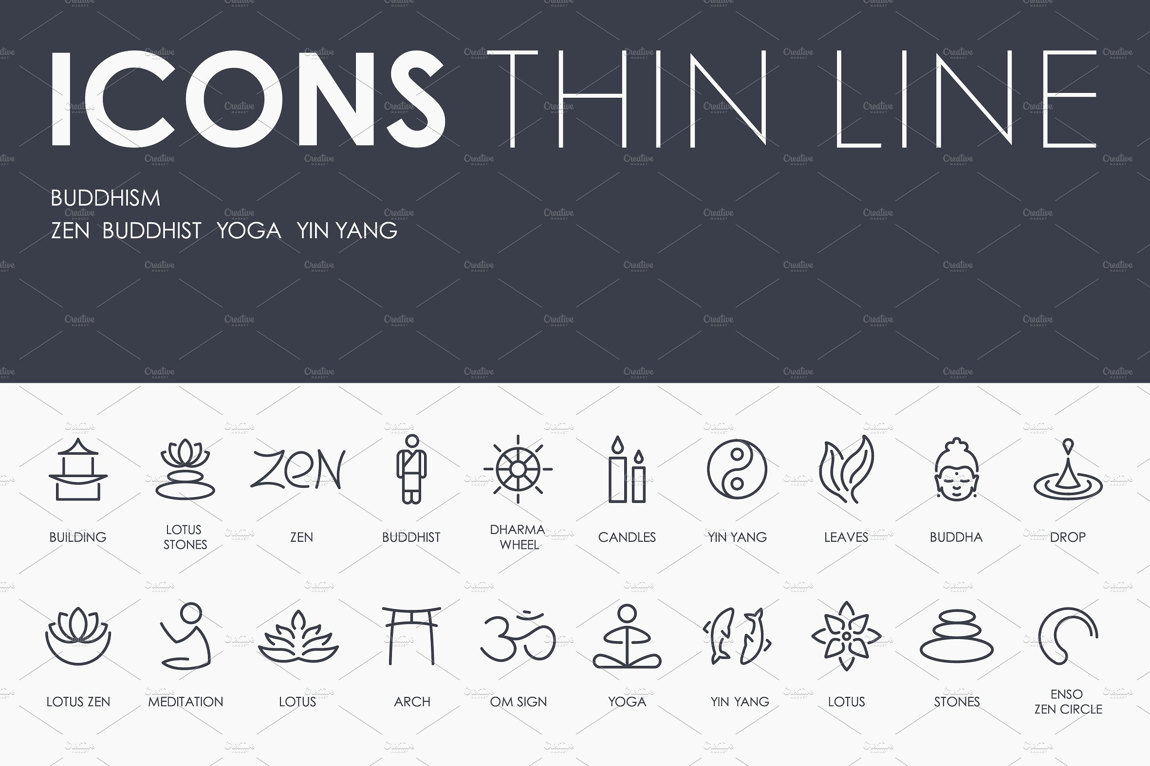 Buddhism thinline icons