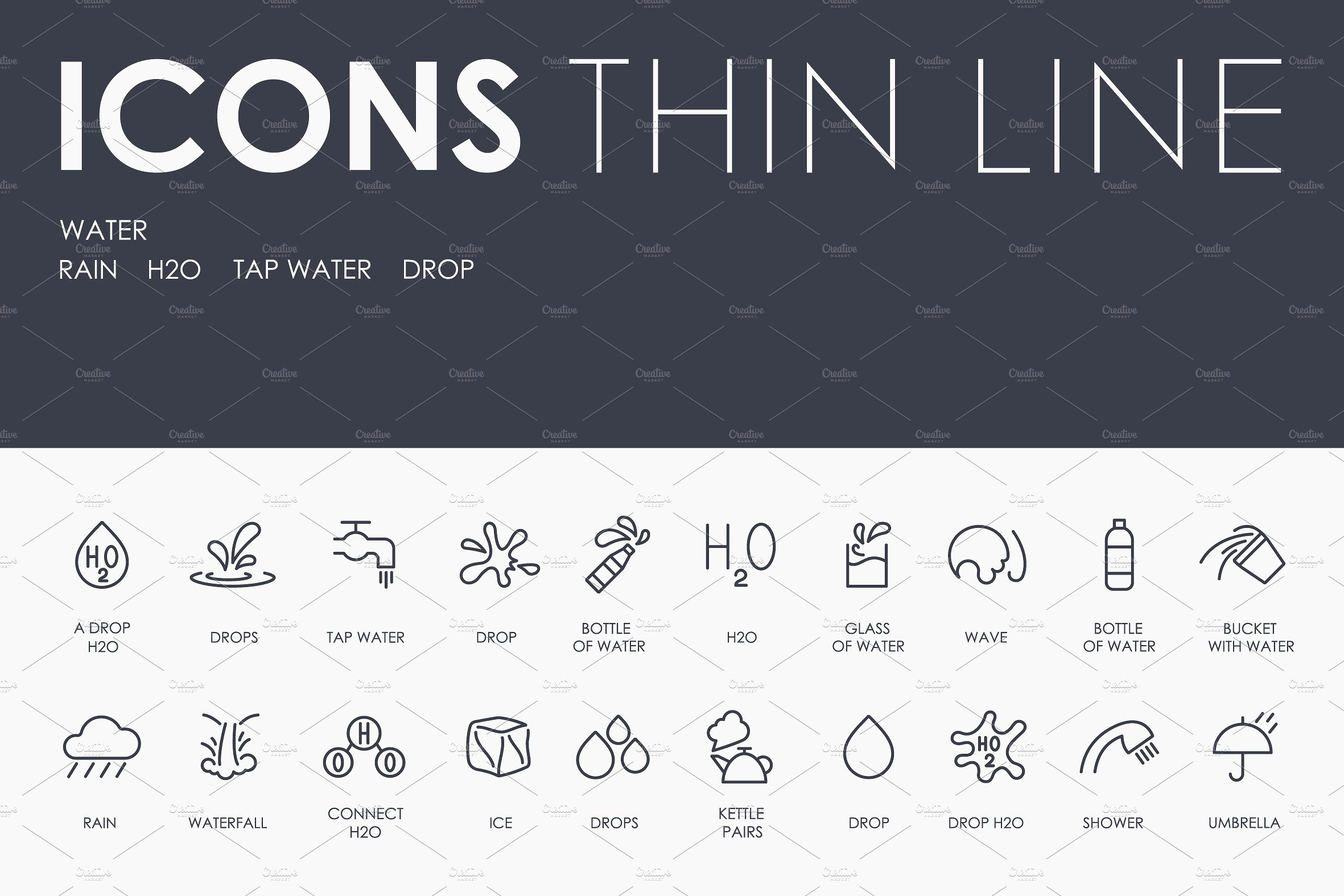 Water thinline icons