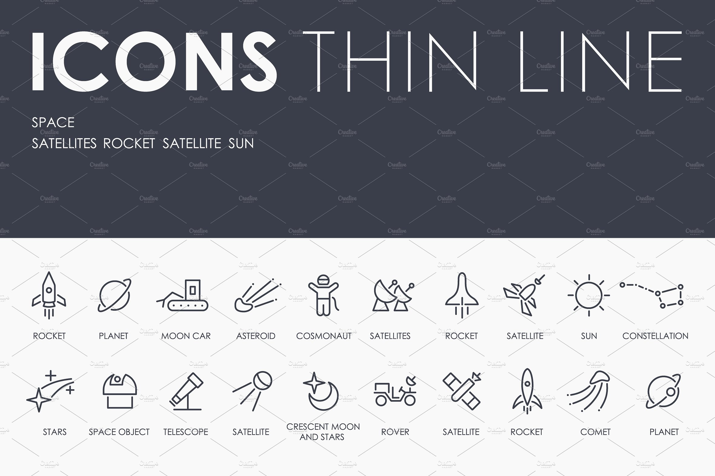 Space thinline icons