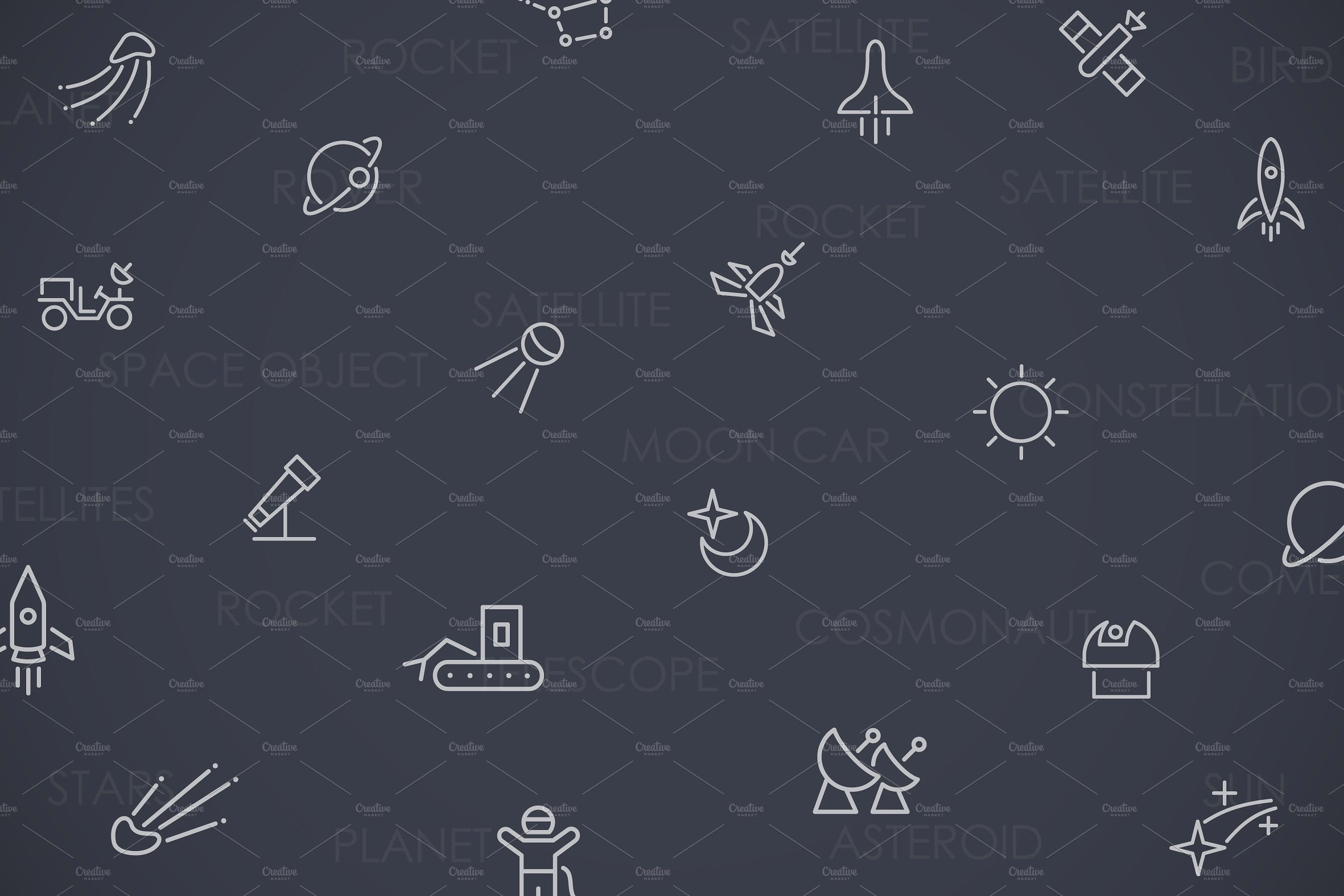 Space thinline icons