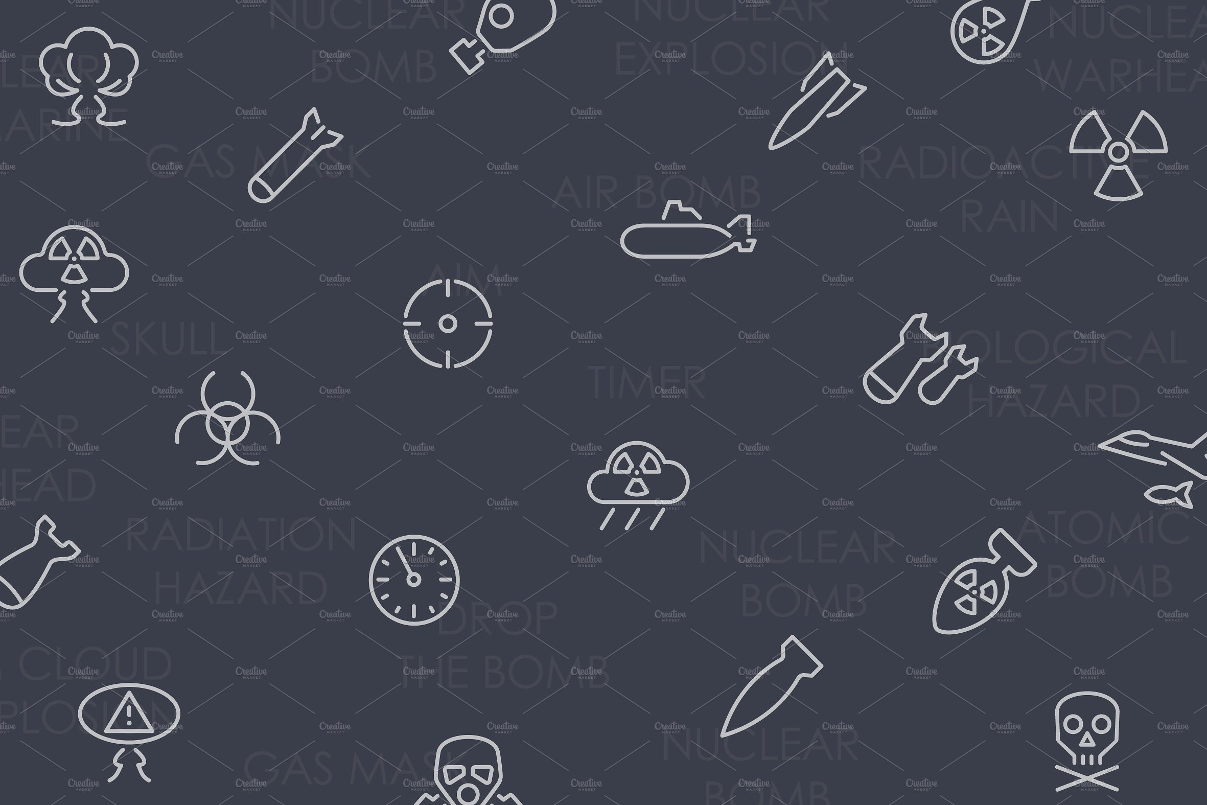 Nuclear weapon thinline icons